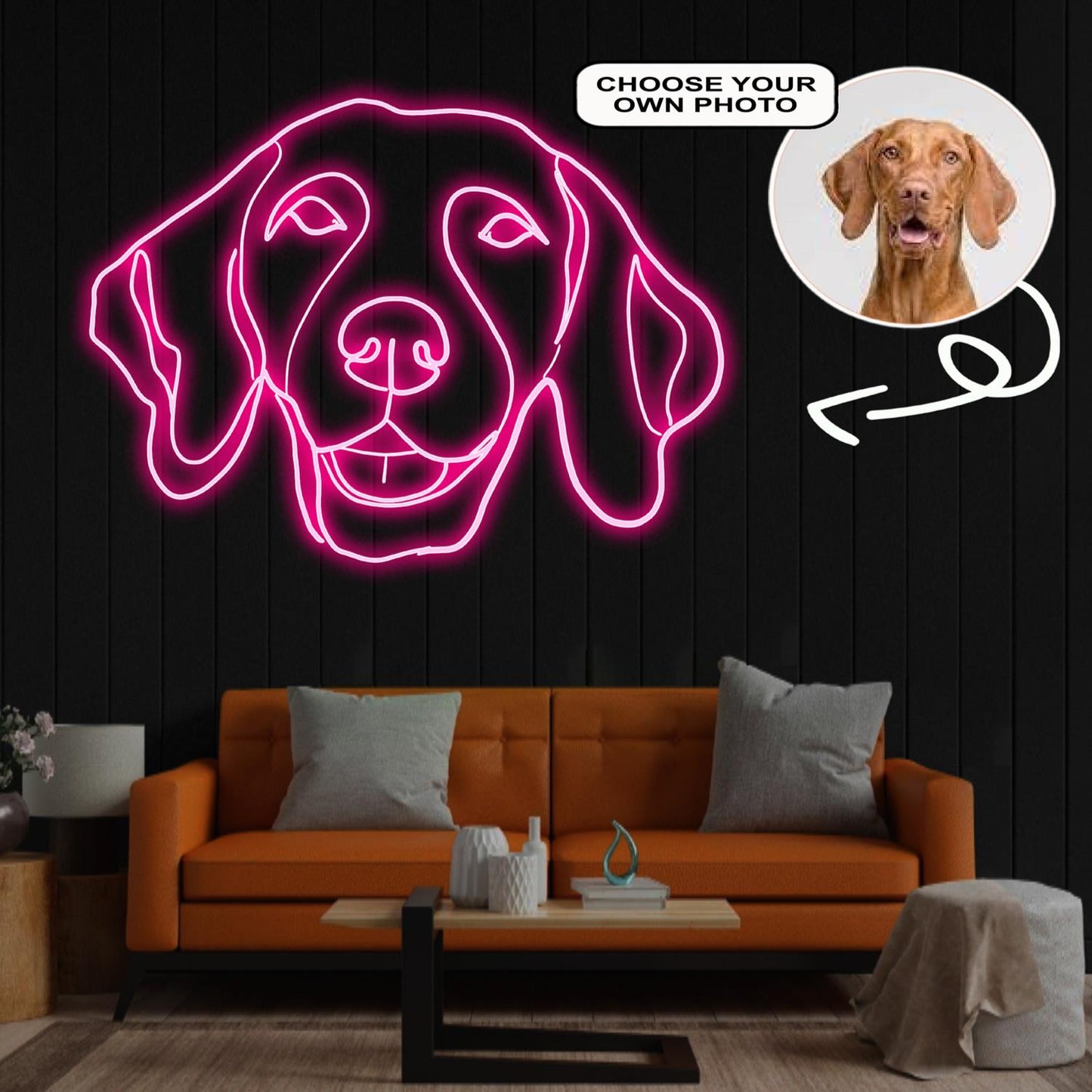 Custom Vizsla Neon Sign with Your Dog's Photo - Personalized Pet Name Art - Unique Home Decor & Gift for Dog Lovers - Pet-Themed Lighting