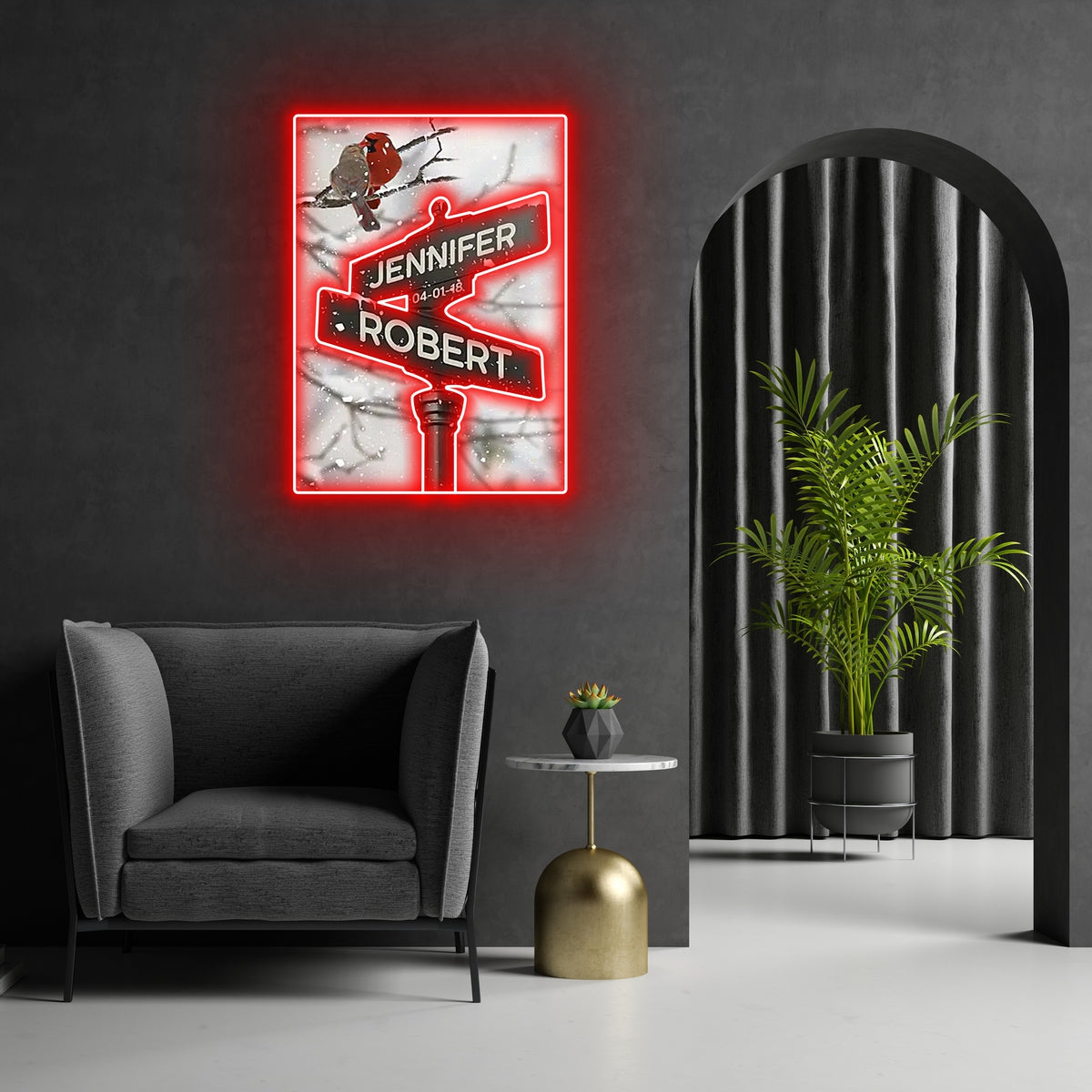 Husband Wife Wedding Cardinal Street Led Neon Signs Acrylic Artwork
