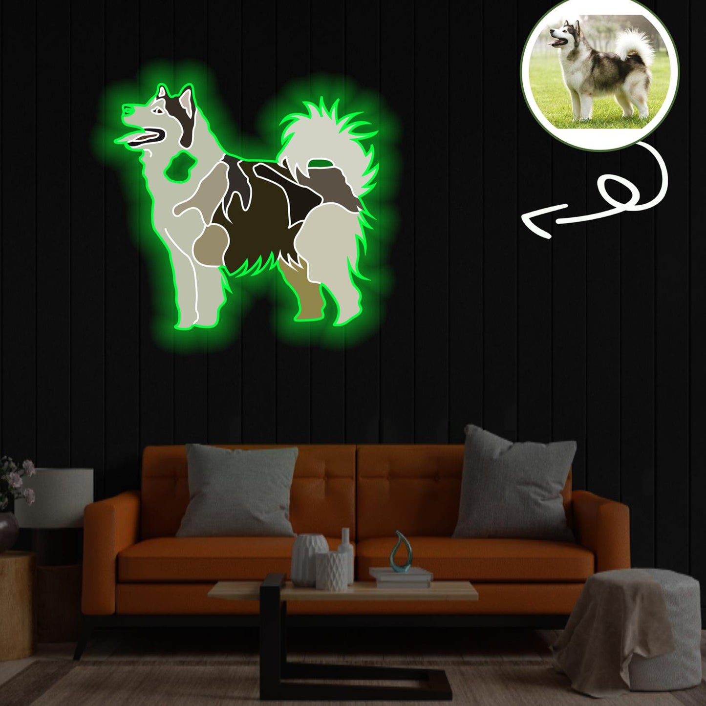 Custom Alaskan malamute Pop-Art Neon Sign with Your Dog's Photo - Personalized Pet Name Art - Unique Home Decor & Gift for Dog Lovers - Pet-Themed Lighting