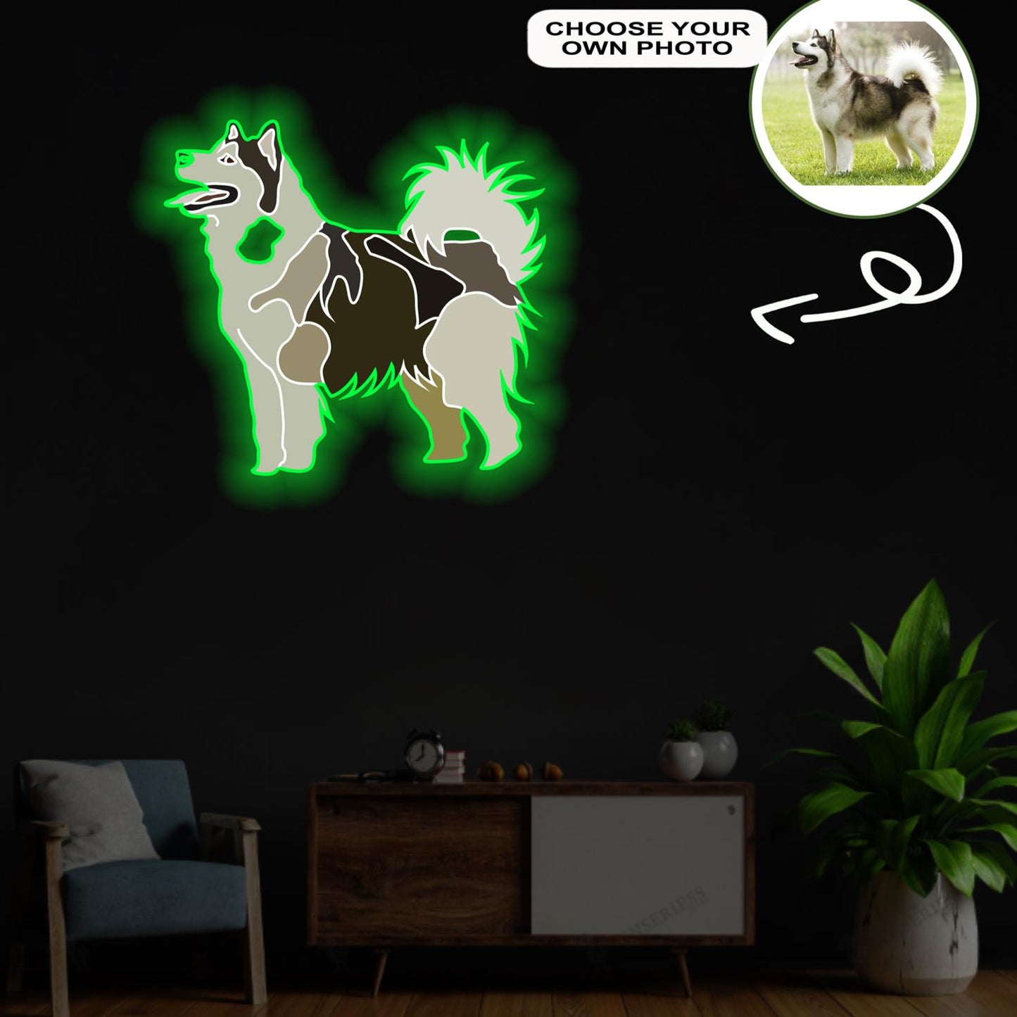Custom Alaskan malamute Pop-Art Neon Sign with Your Dog's Photo - Personalized Pet Name Art - Unique Home Decor & Gift for Dog Lovers - Pet-Themed Lighting