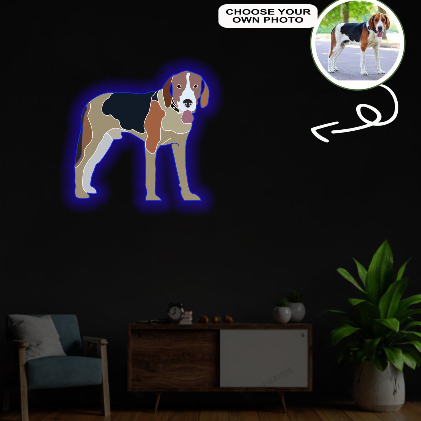 Custom American foxhound Pop-Art Neon Sign with Your Dog's Photo - Personalized Pet Name Art - Unique Home Decor & Gift for Dog Lovers - Pet-Themed Lighting