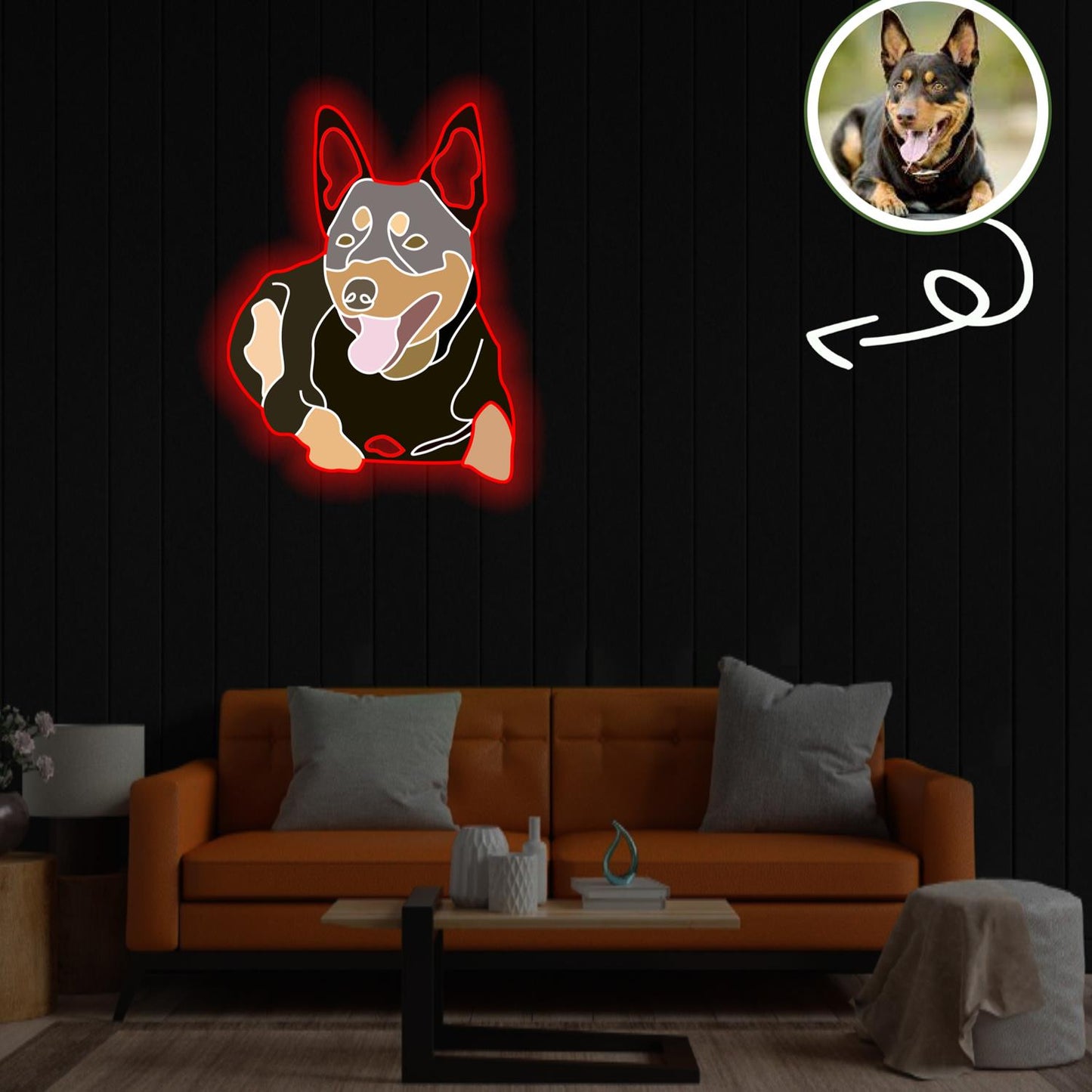 Custom Australian hound Pop-Art Neon Sign with Your Dog's Photo - Personalized Pet Name Art - Unique Home Decor & Gift for Dog Lovers - Pet-Themed Lighting