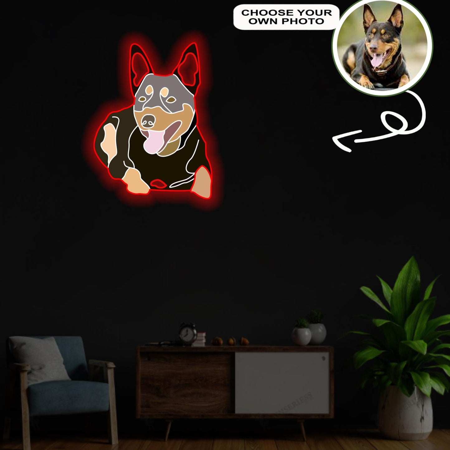 Custom Australian hound Pop-Art Neon Sign with Your Dog's Photo - Personalized Pet Name Art - Unique Home Decor & Gift for Dog Lovers - Pet-Themed Lighting