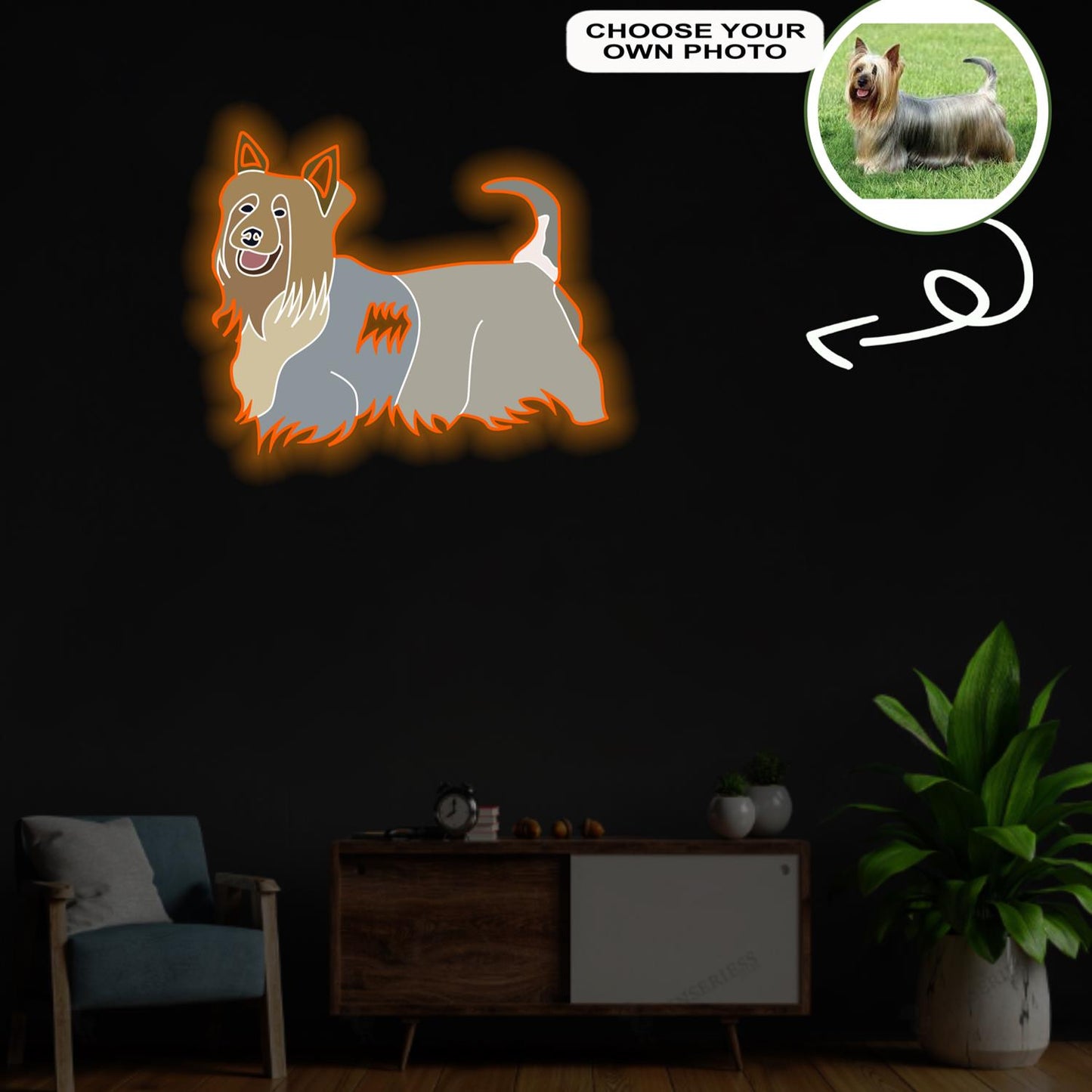 Custom Australian silky terrier Pop-Art Neon Sign with Your Dog's Photo - Personalized Pet Name Art - Unique Home Decor & Gift for Dog Lovers - Pet-Themed Lighting