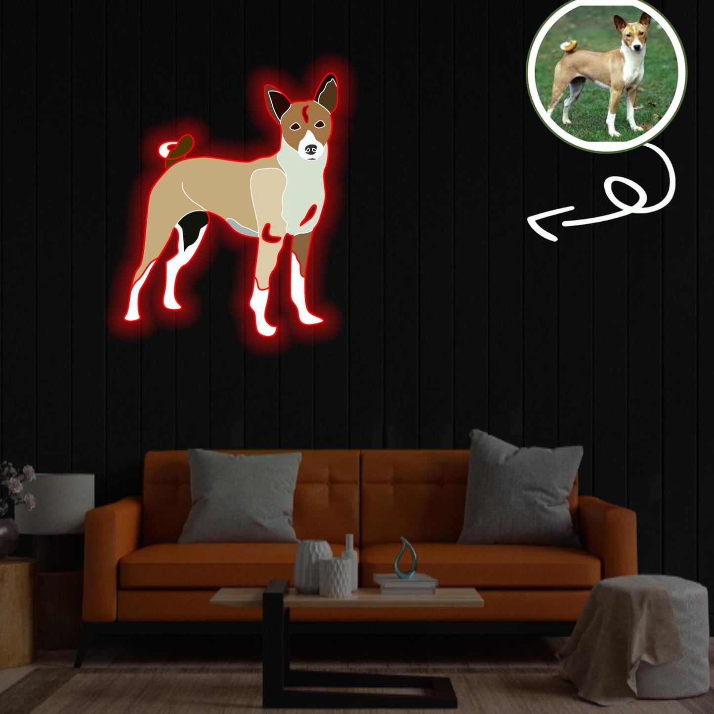 Custom Basenji Pop-Art Neon Sign with Your Dog's Photo - Personalized Pet Name Art - Unique Home Decor & Gift for Dog Lovers - Pet-Themed Lighting
