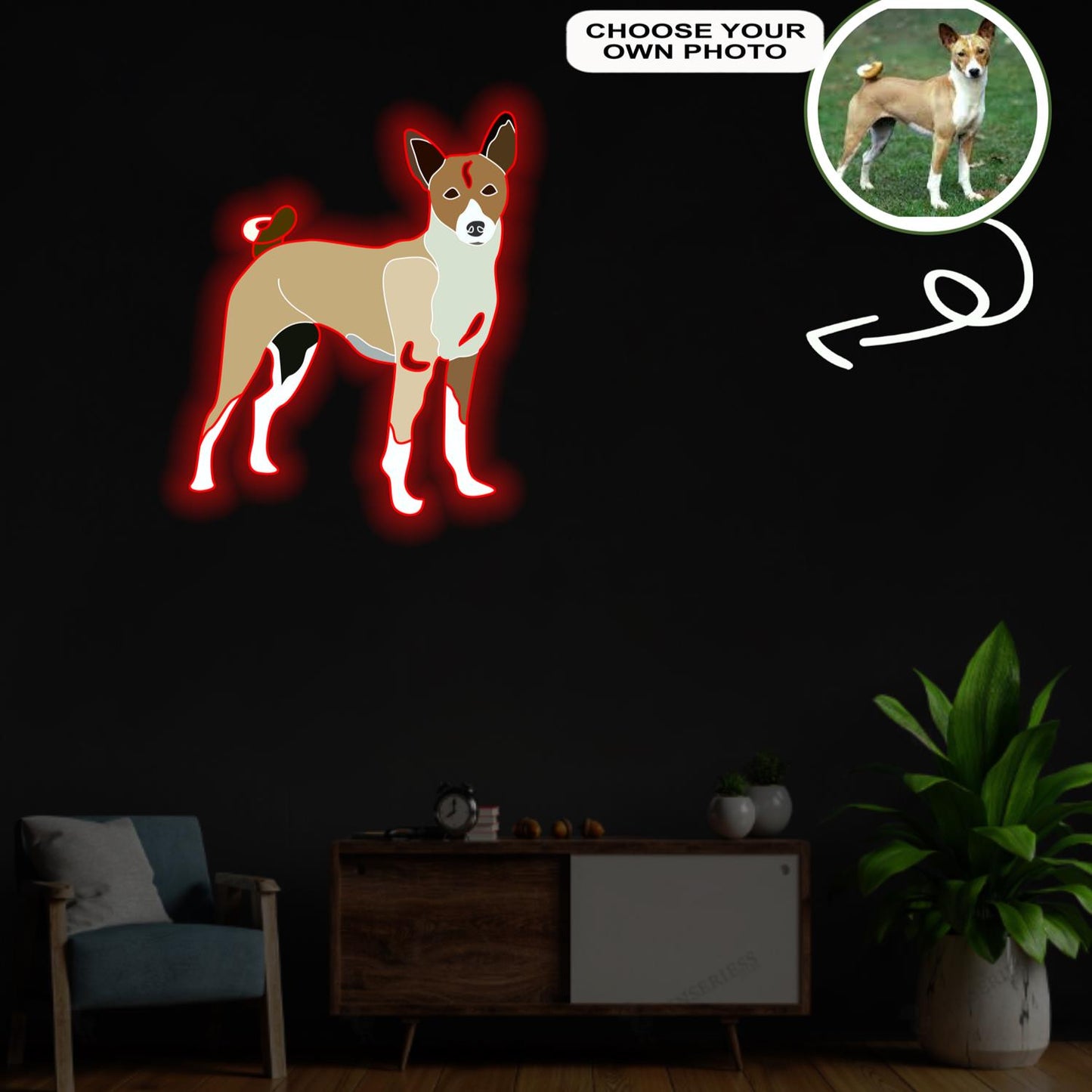 Custom Basenji Pop-Art Neon Sign with Your Dog's Photo - Personalized Pet Name Art - Unique Home Decor & Gift for Dog Lovers - Pet-Themed Lighting