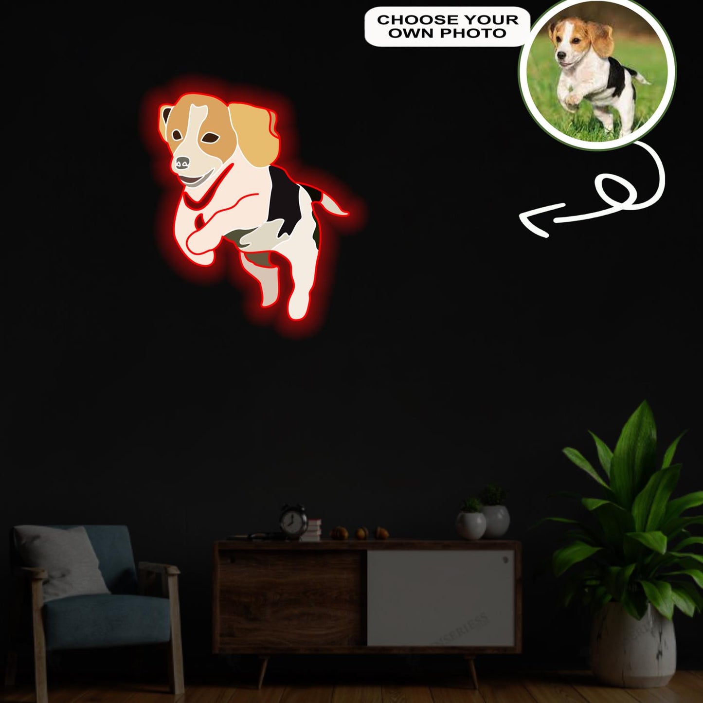 Custom Beagle Pop-Art Neon Sign with Your Dog's Photo - Personalized Pet Name Art - Unique Home Decor & Gift for Dog Lovers - Pet-Themed Lighting