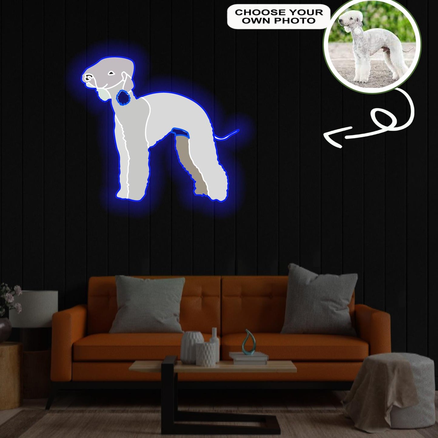 Custom Bedlington terrier Pop-Art Neon Sign with Your Dog's Photo - Personalized Pet Name Art - Unique Home Decor & Gift for Dog Lovers - Pet-Themed Lighting