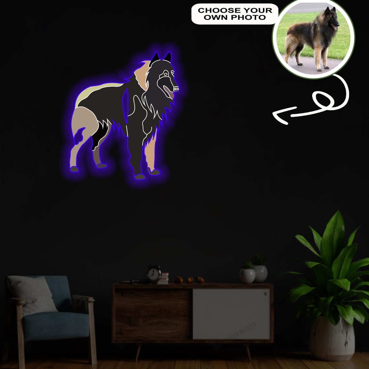 Custom Belgian tervuren Pop-Art Neon Sign with Your Dog's Photo - Personalized Pet Name Art - Unique Home Decor & Gift for Dog Lovers - Pet-Themed Lighting