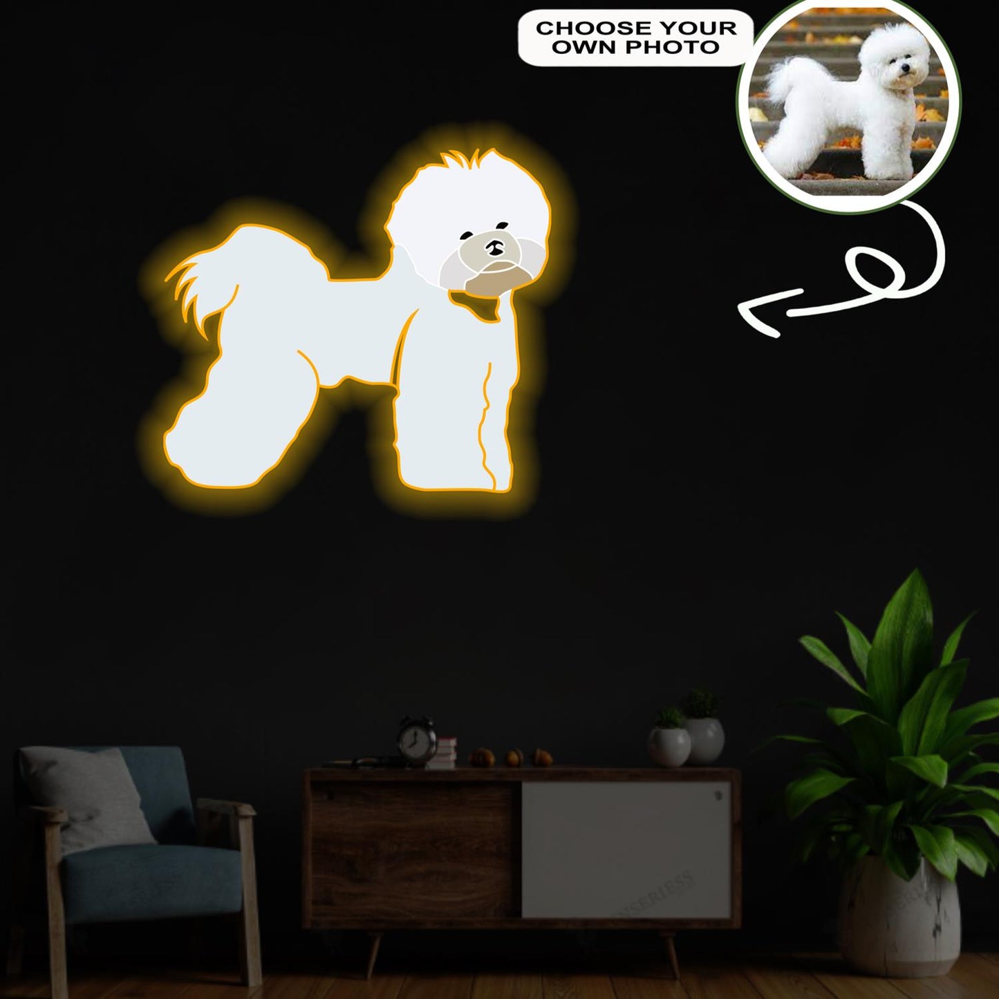 Custom Bichon frise Pop-Art Neon Sign with Your Dog's Photo - Personalized Pet Name Art - Unique Home Decor & Gift for Dog Lovers - Pet-Themed Lighting