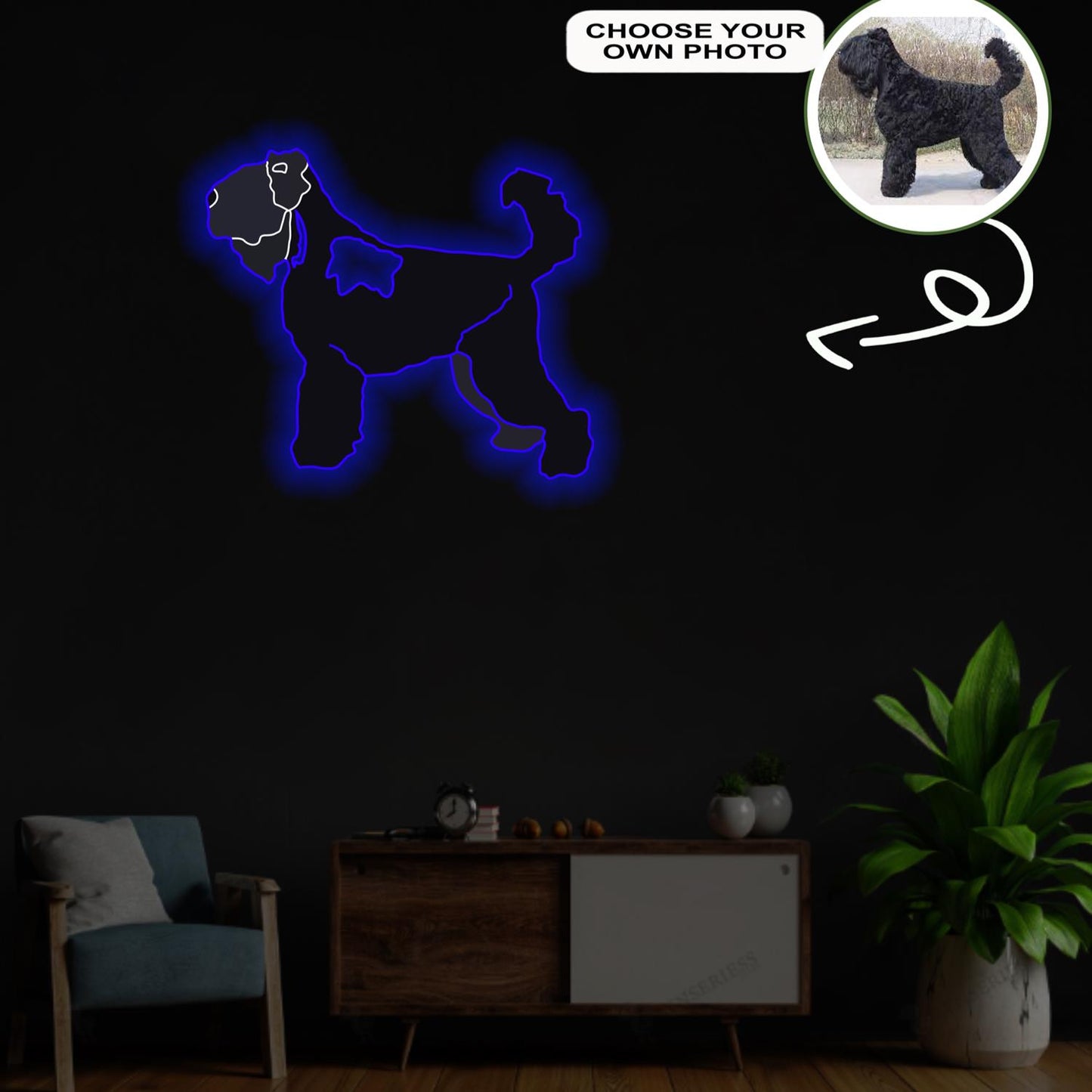 Custom Black russian terrier Pop-Art Neon Sign with Your Dog's Photo - Personalized Pet Name Art - Unique Home Decor & Gift for Dog Lovers - Pet-Themed Lighting