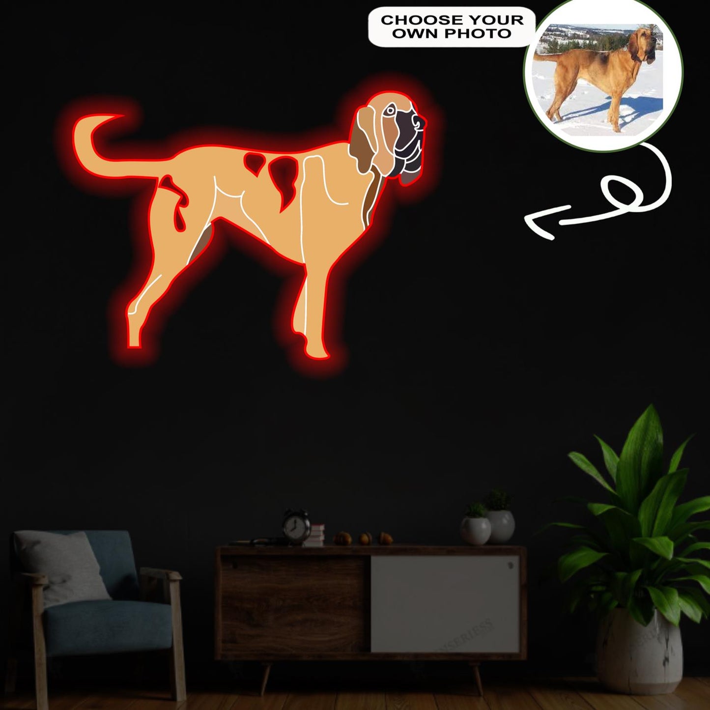 Custom Bloodhound Pop-Art Neon Sign with Your Dog's Photo - Personalized Pet Name Art - Unique Home Decor & Gift for Dog Lovers - Pet-Themed Lighting