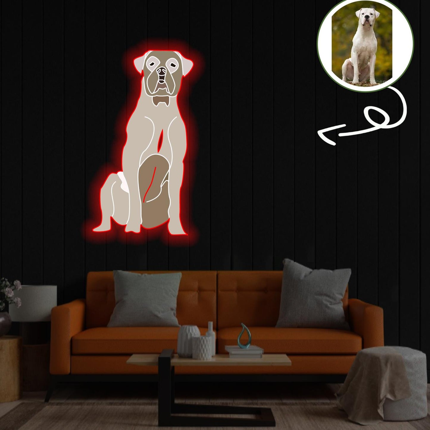 Custom Bordeaux great dane Pop-Art Neon Sign with Your Dog's Photo - Personalized Pet Name Art - Unique Home Decor & Gift for Dog Lovers - Pet-Themed Lighting