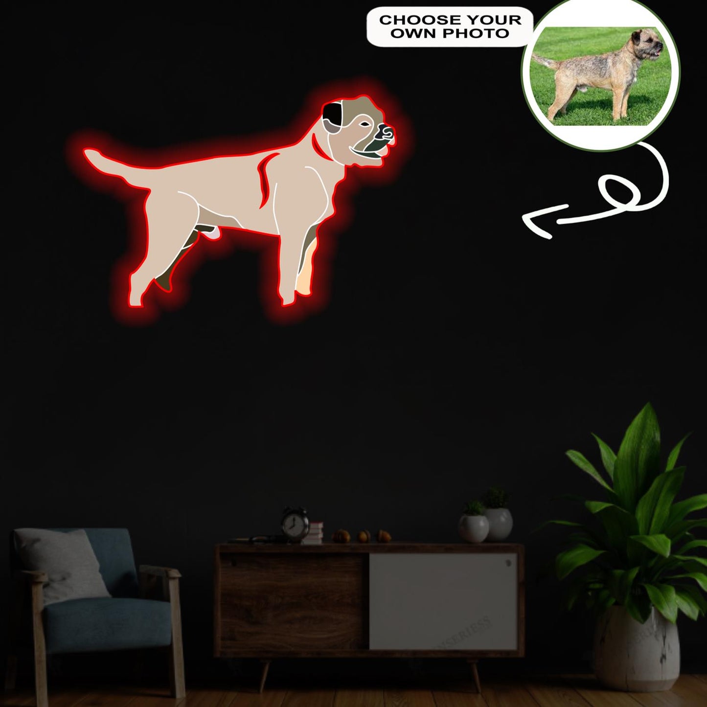 Custom Border terrier Pop-Art Neon Sign with Your Dog's Photo - Personalized Pet Name Art - Unique Home Decor & Gift for Dog Lovers - Pet-Themed Lighting