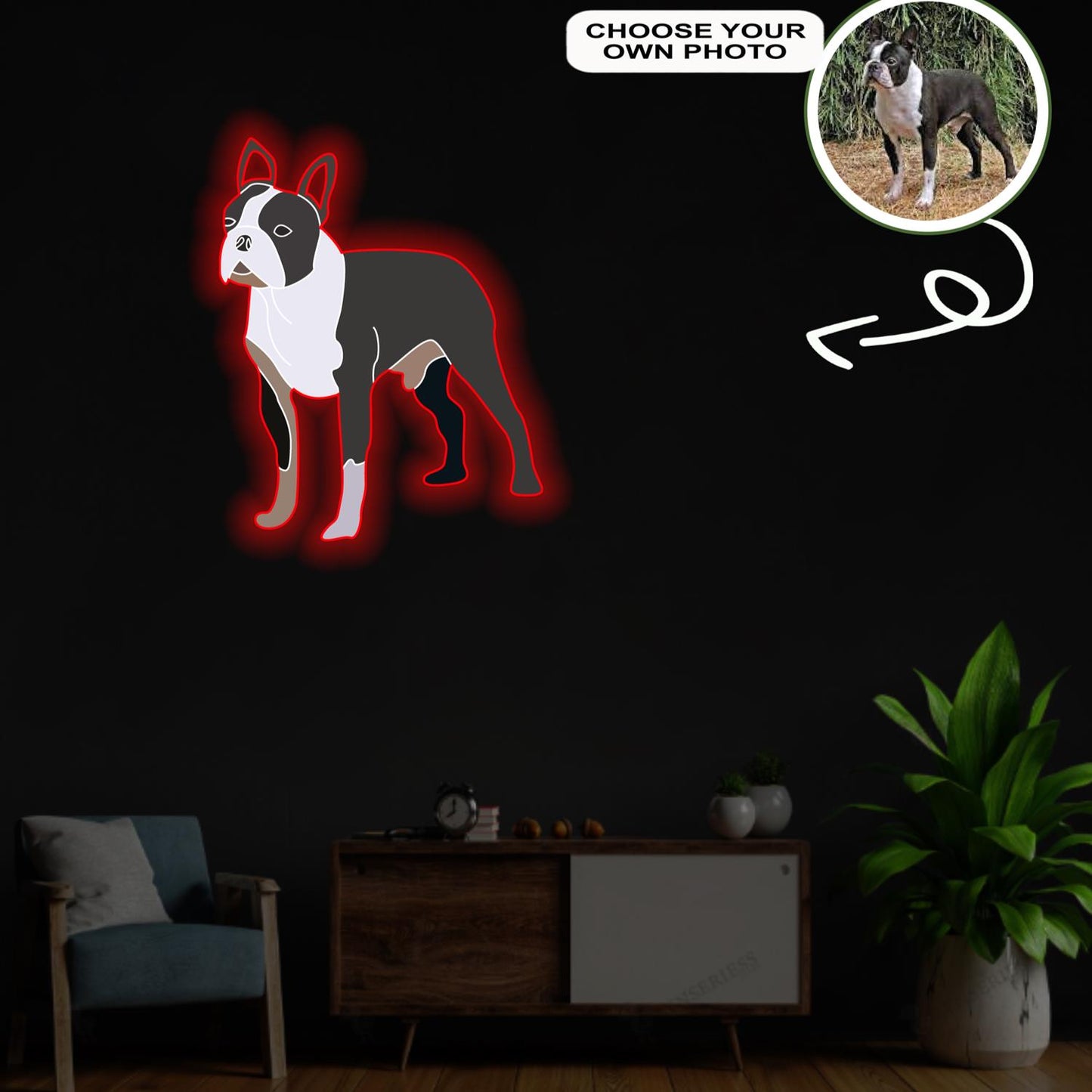 Custom Boston Terrier Pop-Art Neon Sign with Your Dog's Photo - Personalized Pet Name Art - Unique Home Decor & Gift for Dog Lovers - Pet-Themed Lighting