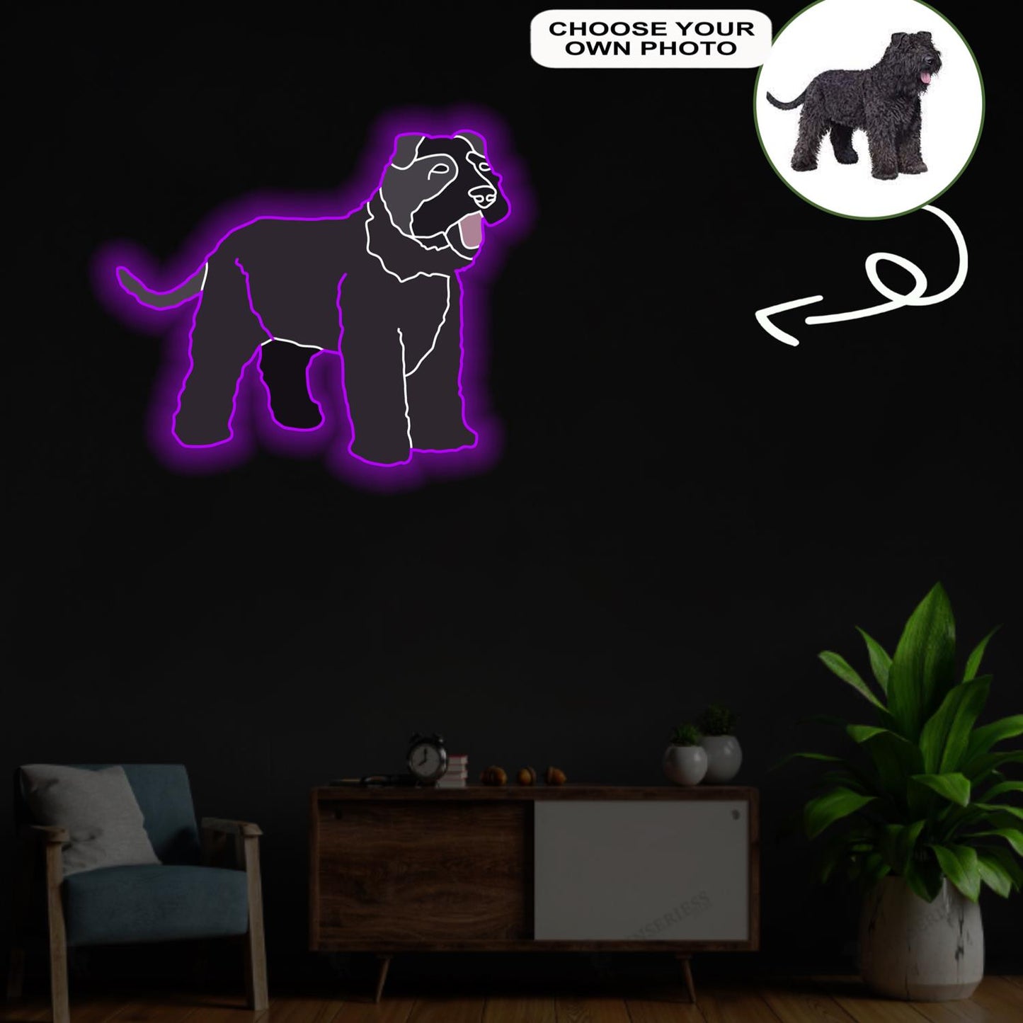 Custom Bouvier des Flanders Pop-Art Neon Sign with Your Dog's Photo - Personalized Pet Name Art - Unique Home Decor & Gift for Dog Lovers - Pet-Themed Lighting