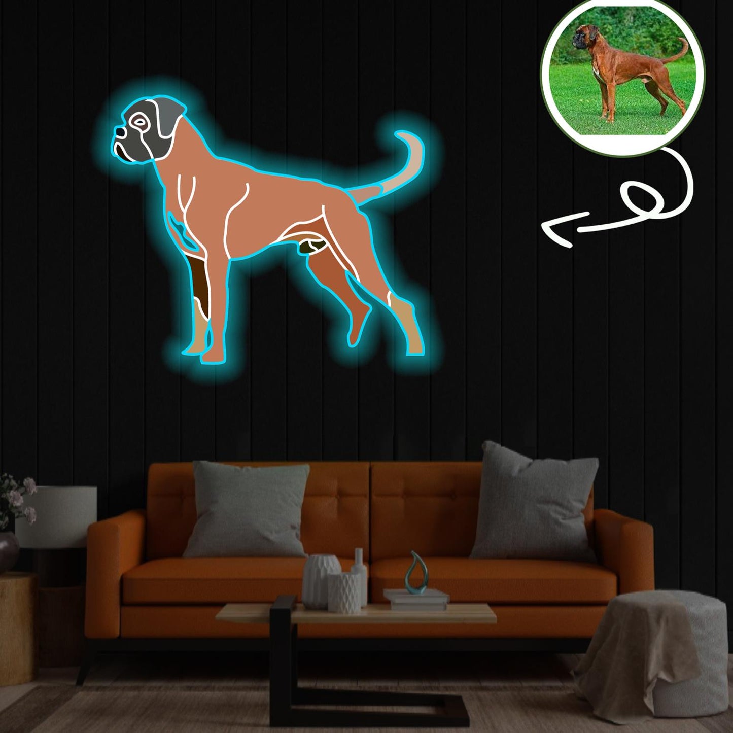 Custom Boxer Pop-Art Neon Sign with Your Dog's Photo - Personalized Pet Name Art - Unique Home Decor & Gift for Dog Lovers - Pet-Themed Lighting