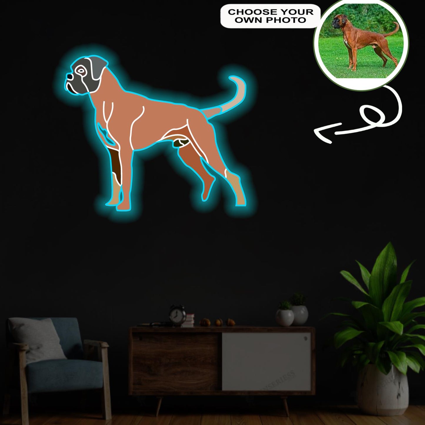 Custom Boxer Pop-Art Neon Sign with Your Dog's Photo - Personalized Pet Name Art - Unique Home Decor & Gift for Dog Lovers - Pet-Themed Lighting