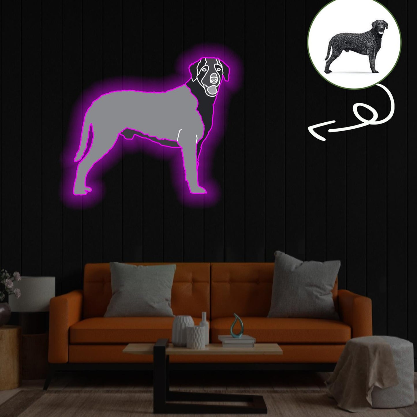 Custom Curly-coated retriever Pop-Art Neon Sign with Your Dog's Photo - Personalized Pet Name Art - Unique Home Decor & Gift for Dog Lovers - Pet-Themed Lighting