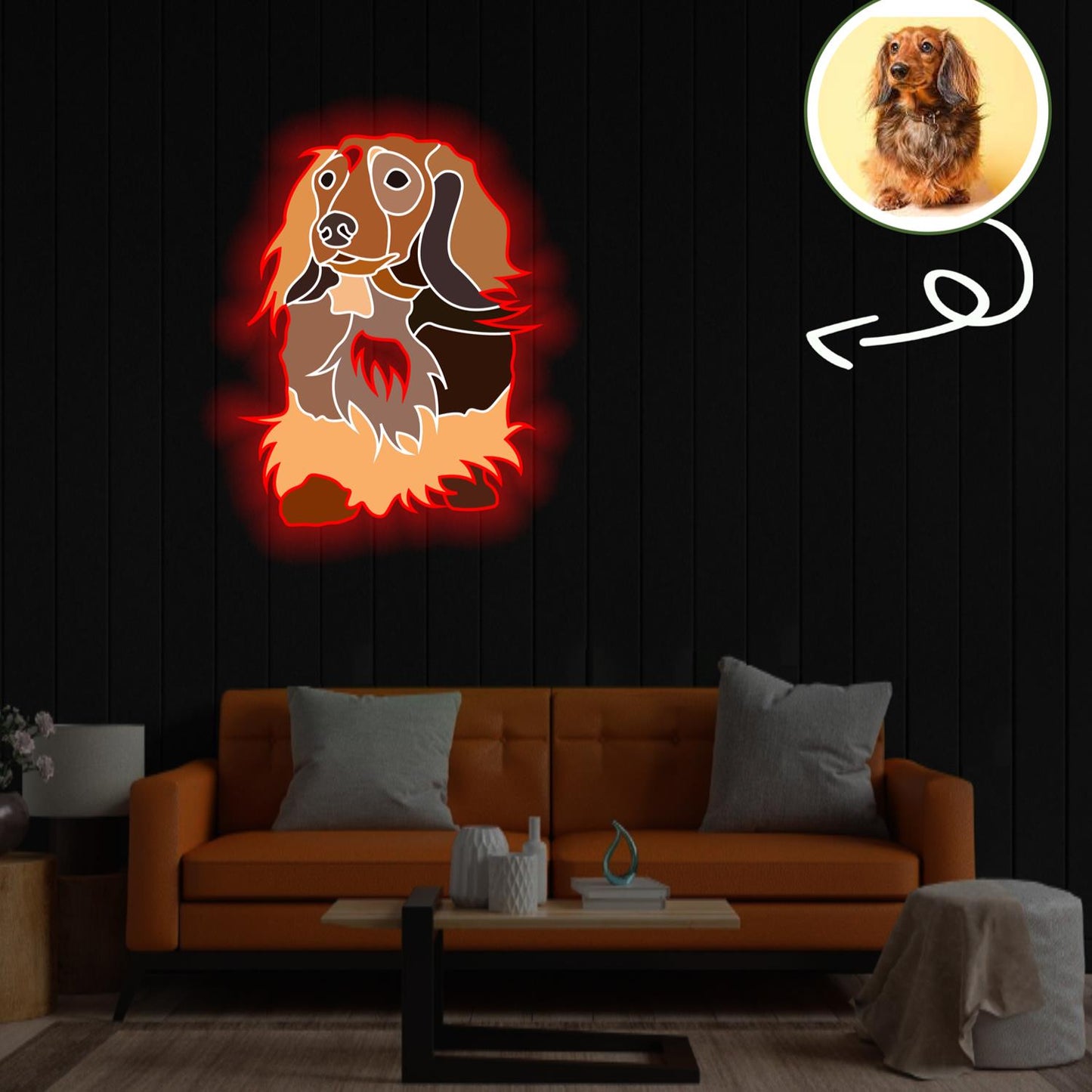 Custom Dachshund Pop-Art Neon Sign with Your Dog's Photo - Personalized Pet Name Art - Unique Home Decor & Gift for Dog Lovers - Pet-Themed Lighting