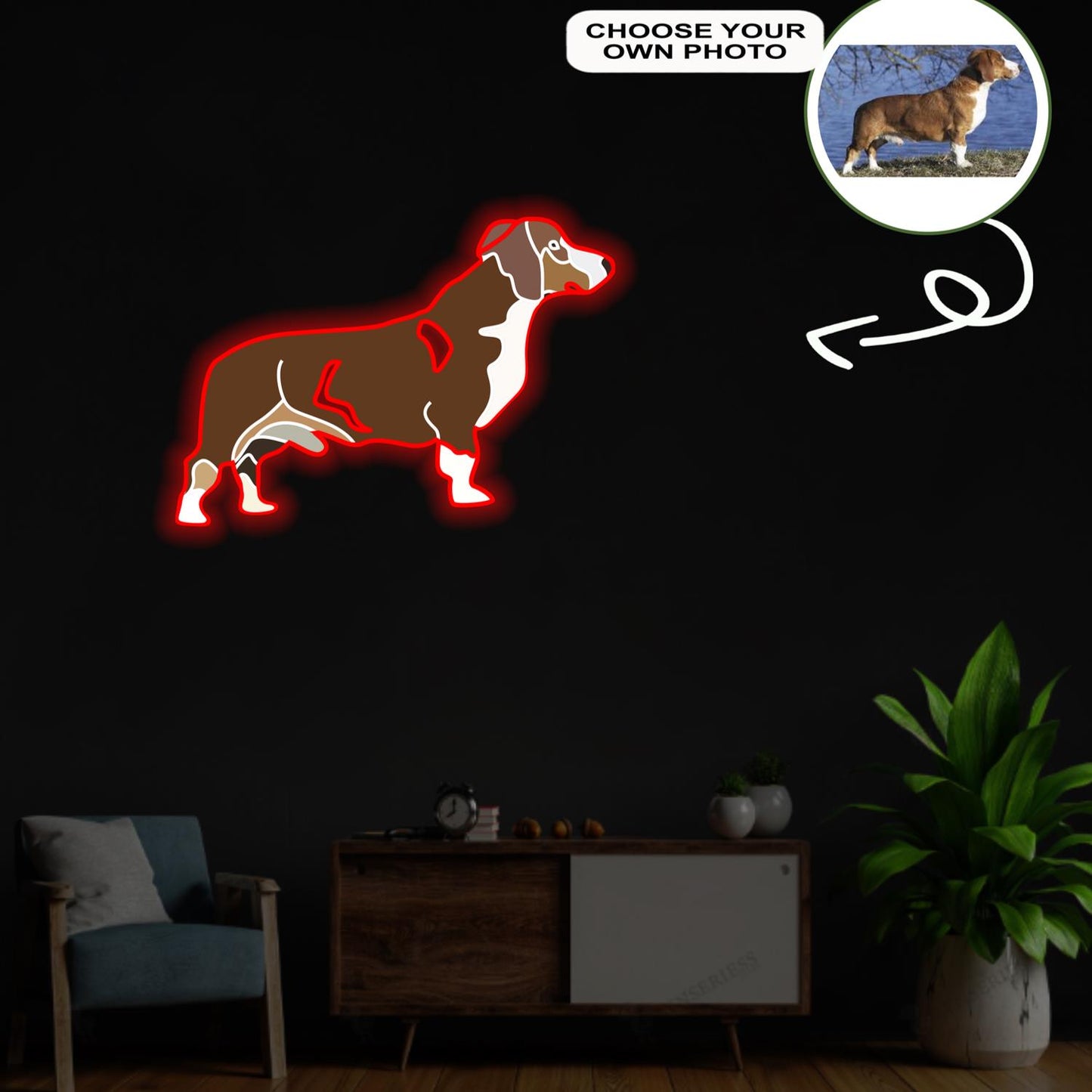 Custom Danish dachsbracke Pop-Art Neon Sign with Your Dog's Photo - Personalized Pet Name Art - Unique Home Decor & Gift for Dog Lovers - Pet-Themed Lighting