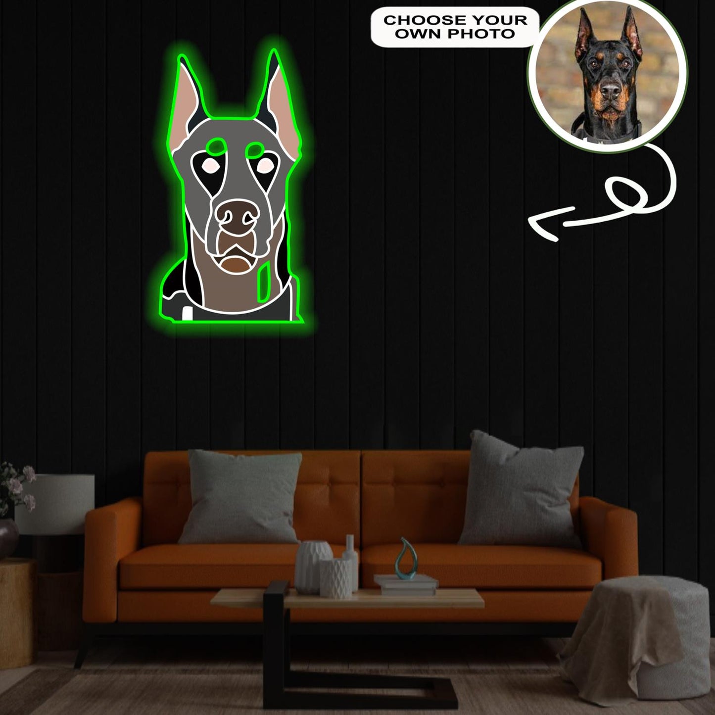 Custom Dobberman Pop-Art Neon Sign with Your Dog's Photo - Personalized Pet Name Art - Unique Home Decor & Gift for Dog Lovers - Pet-Themed Lighting