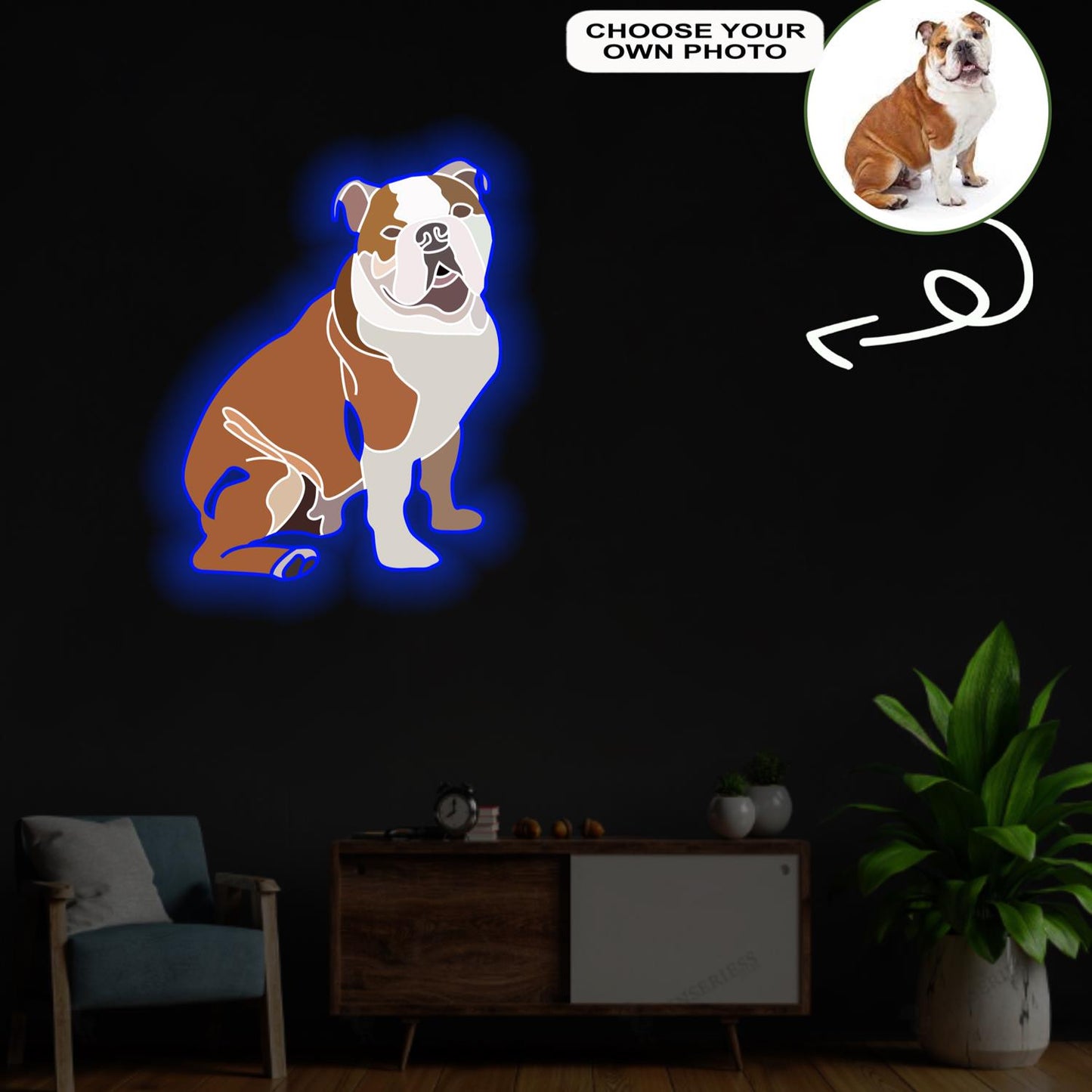 Custom English Bulldog Pop-Art Neon Sign with Your Dog's Photo - Personalized Pet Name Art - Unique Home Decor & Gift for Dog Lovers - Pet-Themed Lighting