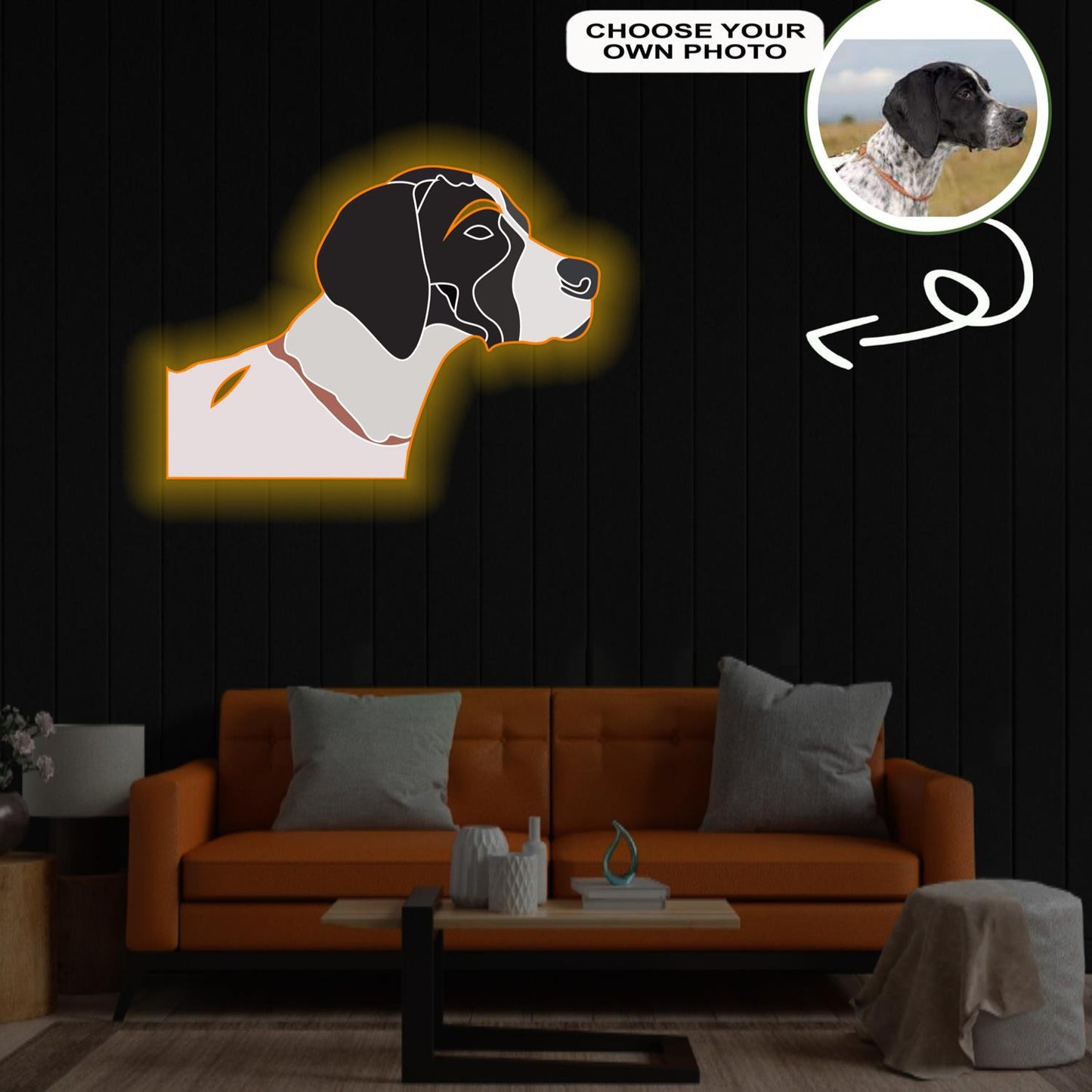 Custom English pointer Pop-Art Neon Sign with Your Dog's Photo - Personalized Pet Name Art - Unique Home Decor & Gift for Dog Lovers - Pet-Themed Lighting