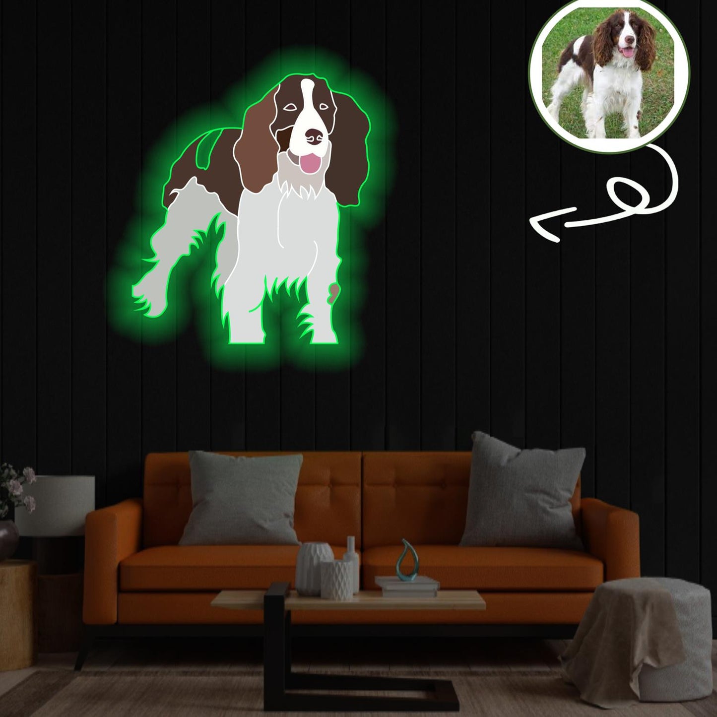 Custom English Springer Spaniel Pop-Art Neon Sign with Your Dog's Photo - Personalized Pet Name Art - Unique Home Decor & Gift for Dog Lovers - Pet-Themed Lighting