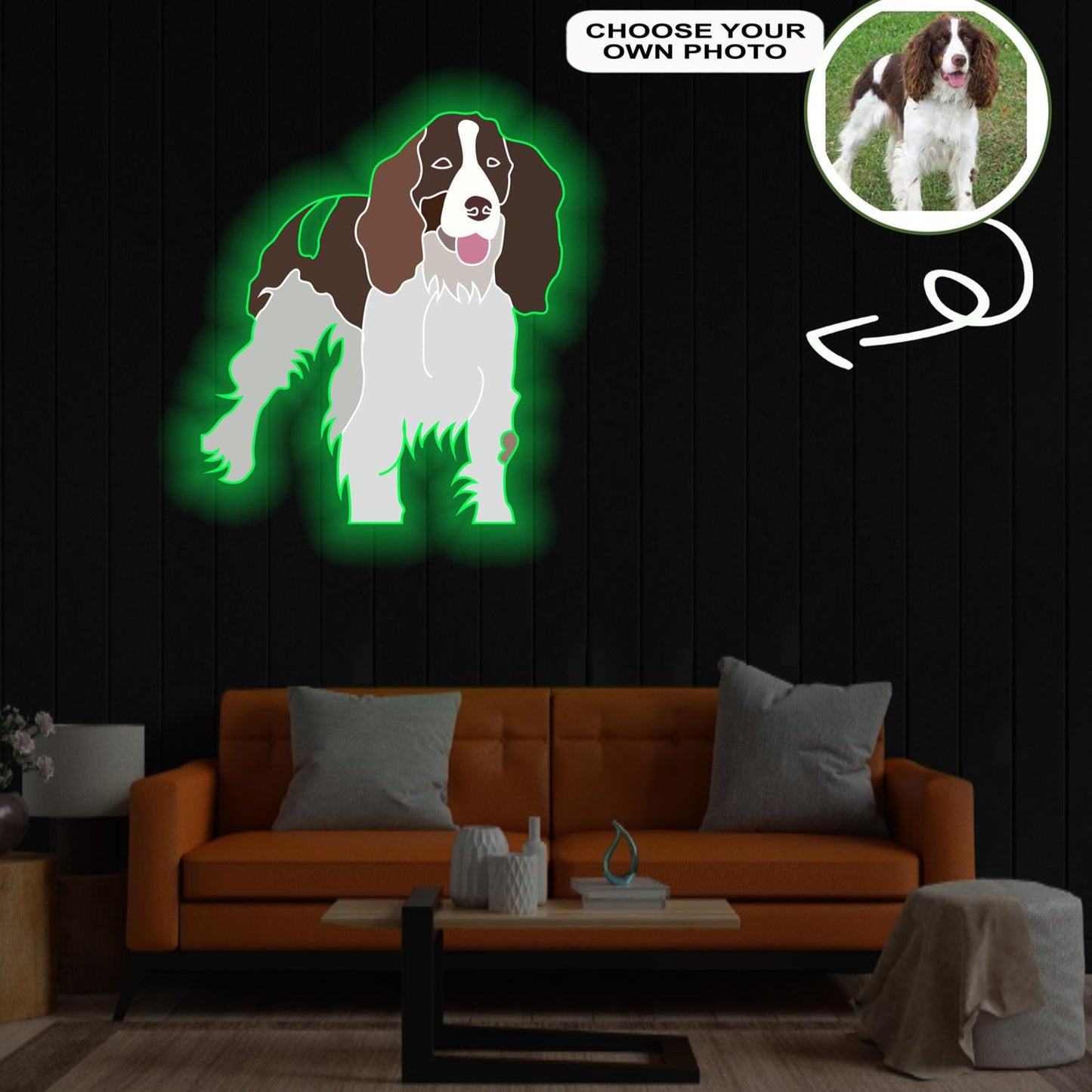 Custom English Springer Spaniel Pop-Art Neon Sign with Your Dog's Photo - Personalized Pet Name Art - Unique Home Decor & Gift for Dog Lovers - Pet-Themed Lighting
