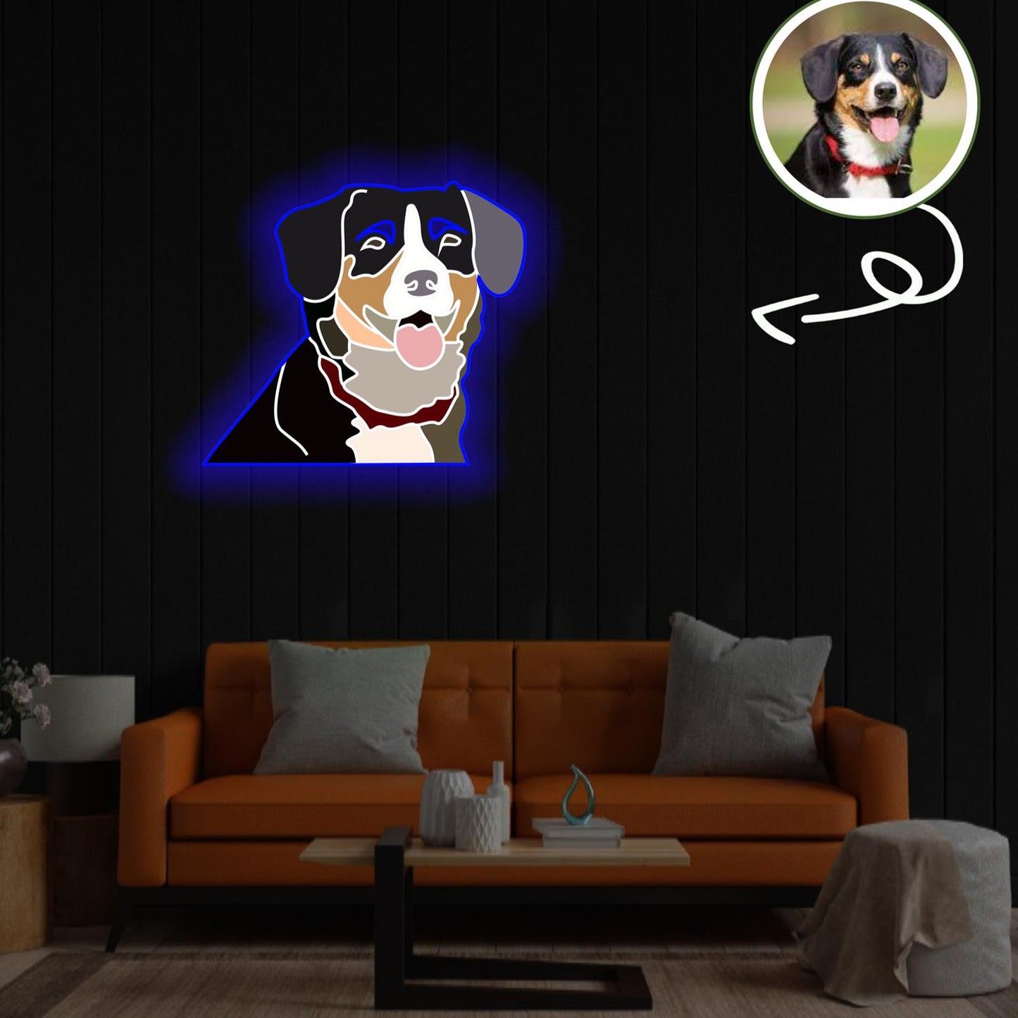 Custom Entlebucher mountain Pop-Art Neon Sign with Your Dog's Photo - Personalized Pet Name Art - Unique Home Decor & Gift for Dog Lovers - Pet-Themed Lighting