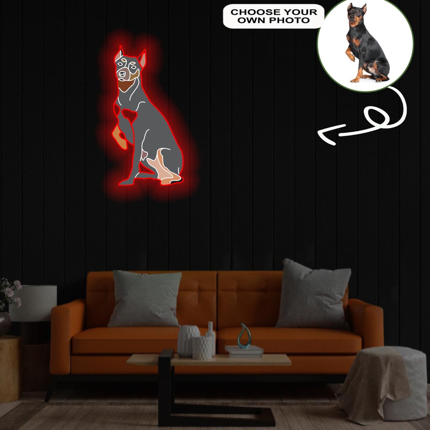 Custom German pinscher Pop-Art Neon Sign with Your Dog's Photo - Personalized Pet Name Art - Unique Home Decor & Gift for Dog Lovers - Pet-Themed Lighting