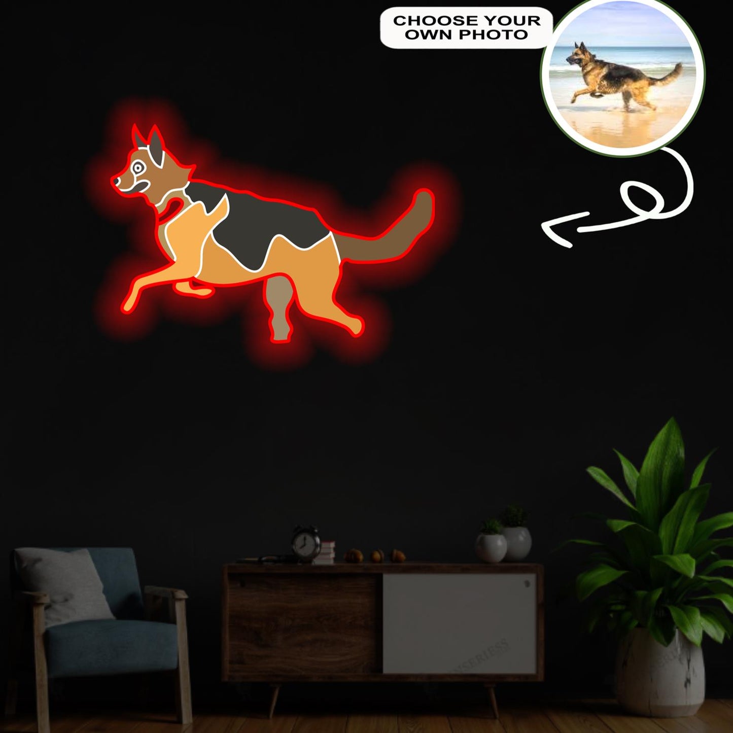 Custom German Shepherd Pop-Art Neon Sign with Your Dog's Photo - Personalized Pet Name Art - Unique Home Decor & Gift for Dog Lovers - Pet-Themed Lighting
