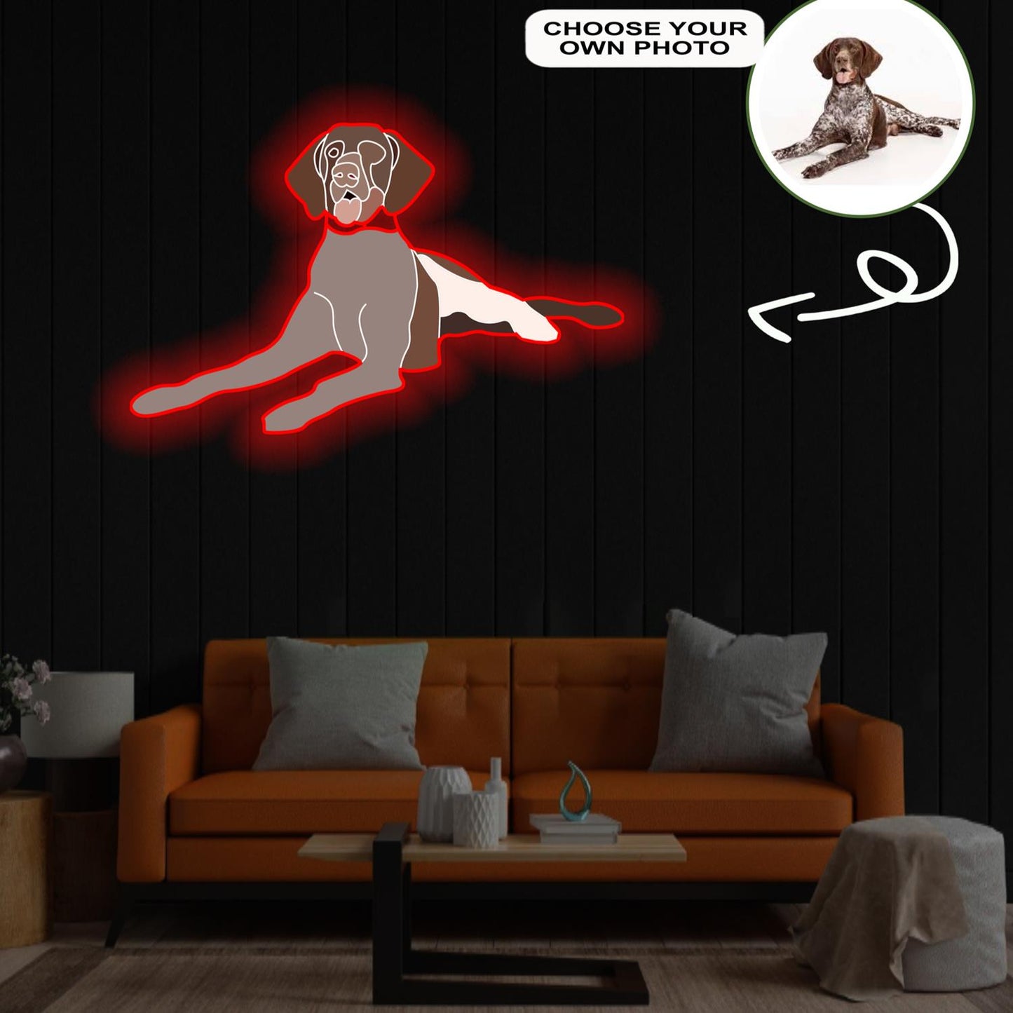 Custom German Shorthaired Pointer Pop-Art Neon Sign with Your Dog's Photo - Personalized Pet Name Art - Unique Home Decor & Gift for Dog Lovers - Pet-Themed Lighting