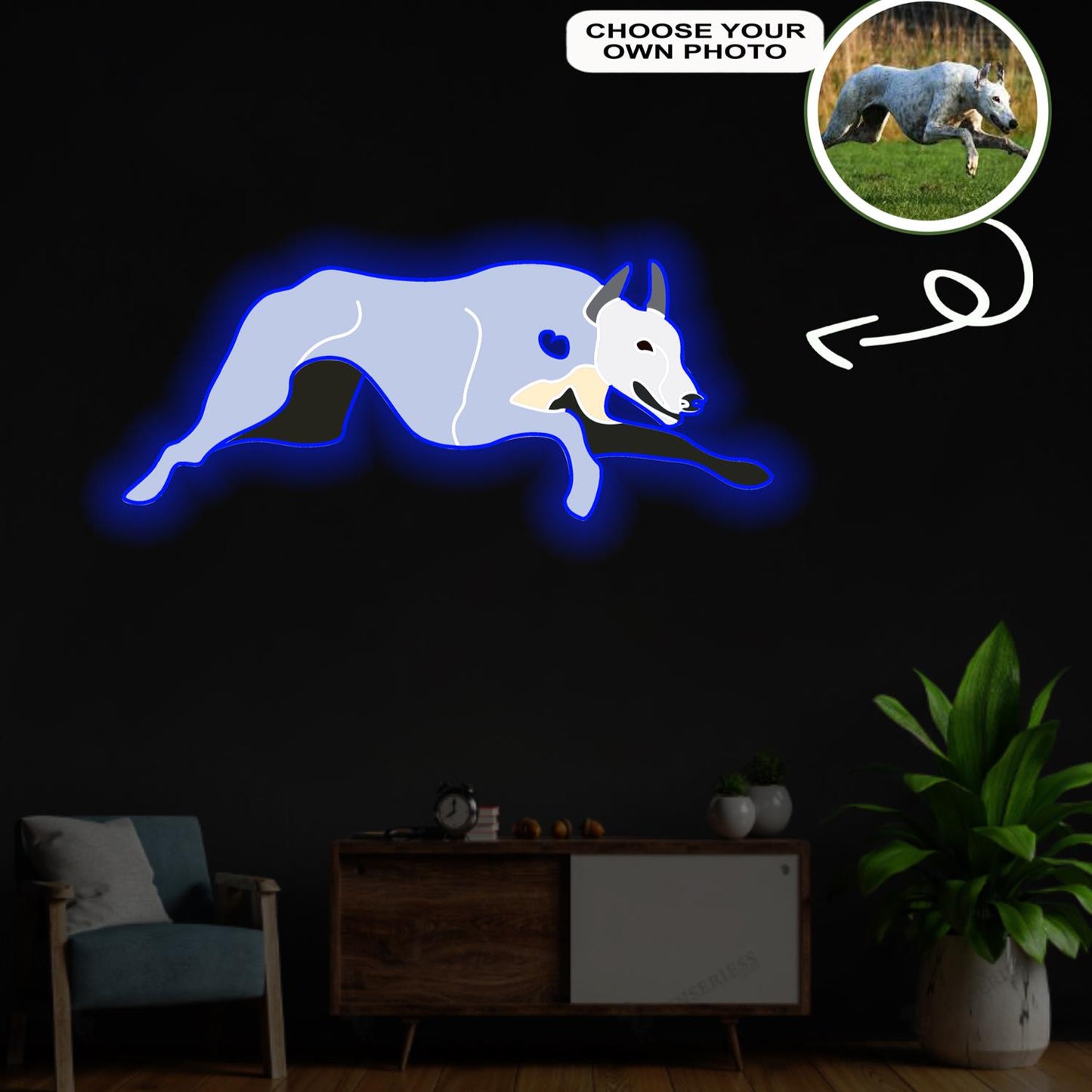 Custom Greyhound Pop-Art Neon Sign with Your Dog's Photo - Personalized Pet Name Art - Unique Home Decor & Gift for Dog Lovers - Pet-Themed Lighting