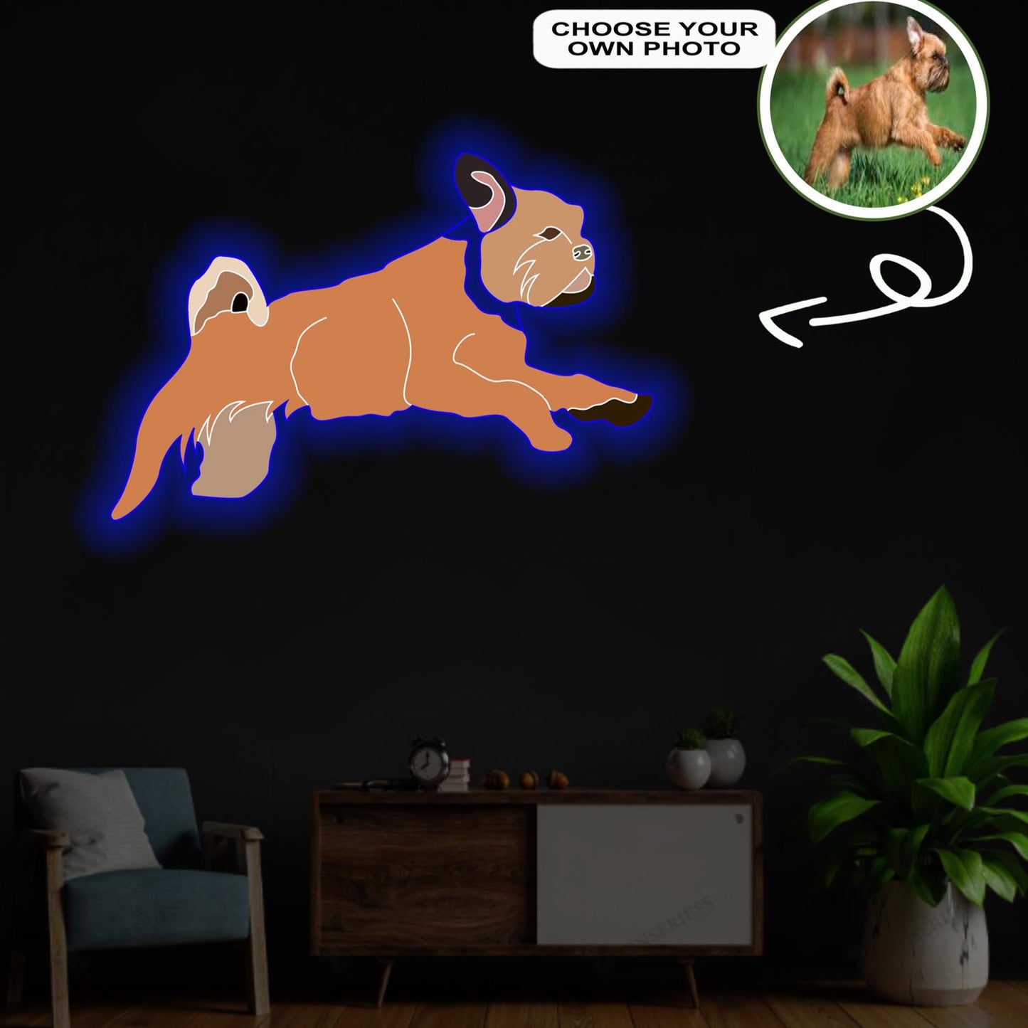 Custom Griffon bruxellois Pop-Art Neon Sign with Your Dog's Photo - Personalized Pet Name Art - Unique Home Decor & Gift for Dog Lovers - Pet-Themed Lighting