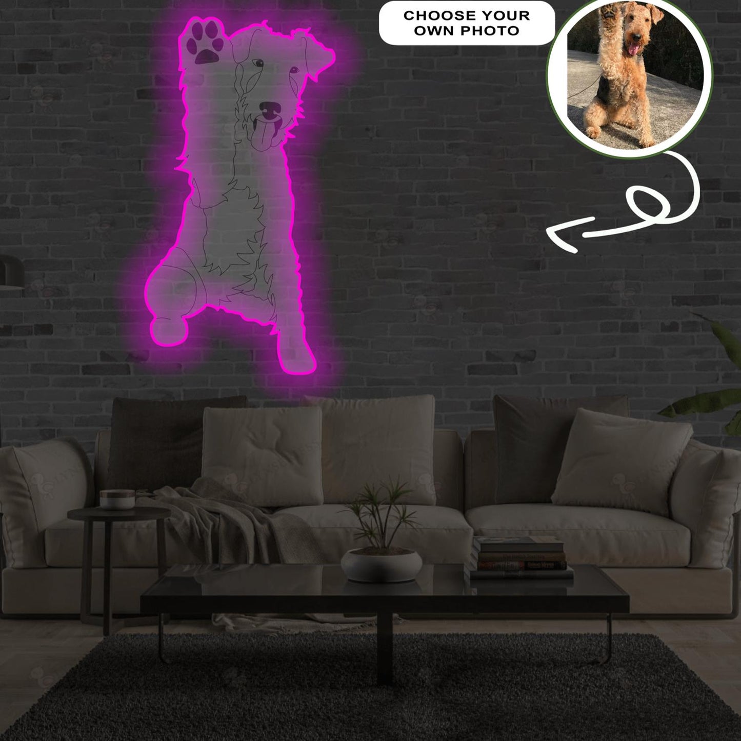 Custom Airedale terrier Pop-Art Neon Sign with Your Dog's Photo - Personalized Pet Name Art - Unique Home Decor & Gift for Dog Lovers - Pet-Themed Lighting