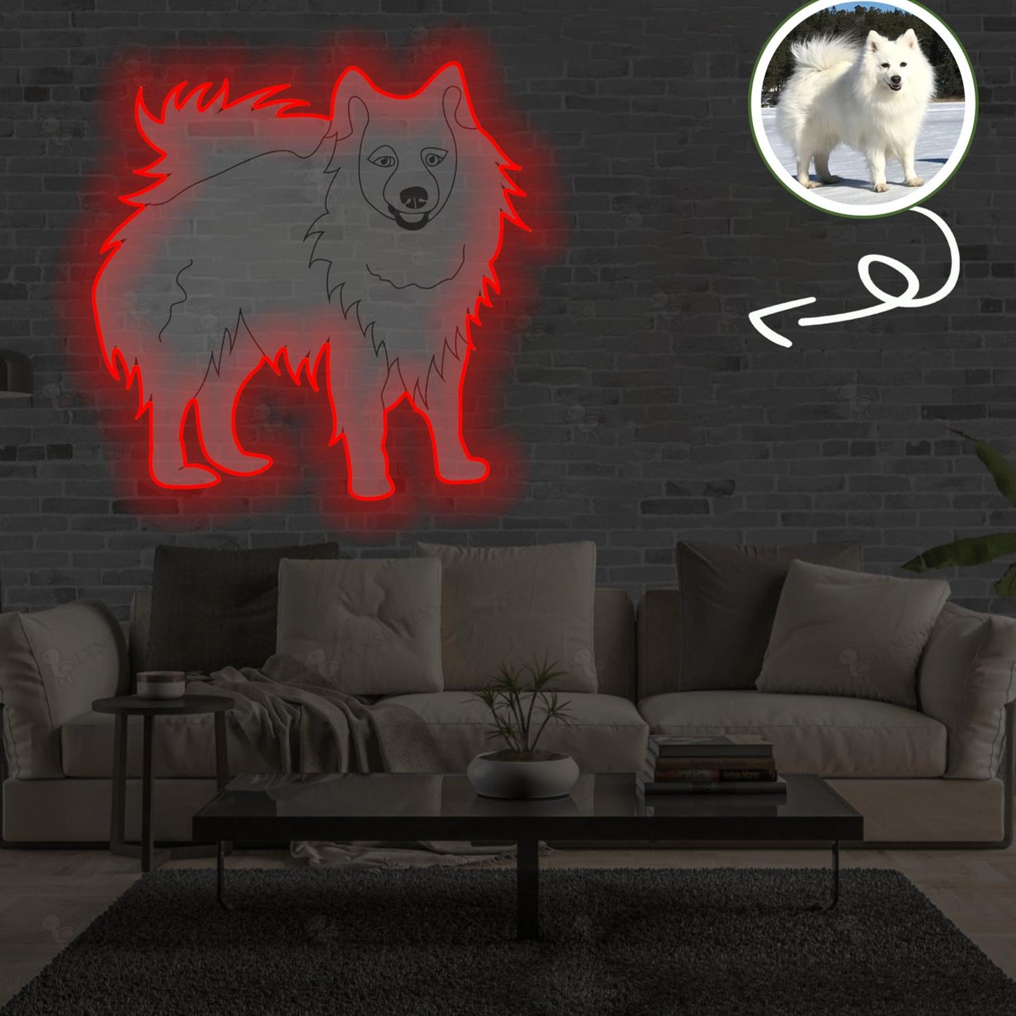 Custom American eskimo dog Pop-Art Neon Sign with Your Dog's Photo - Personalized Pet Name Art - Unique Home Decor & Gift for Dog Lovers - Pet-Themed Lighting