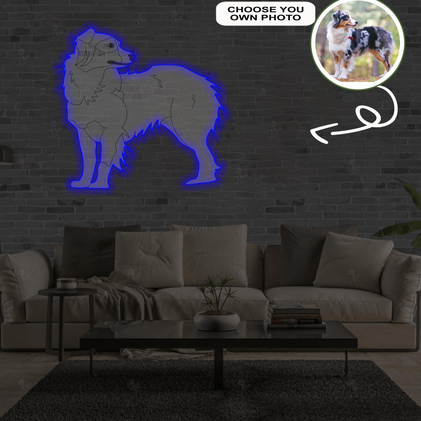 Custom Australian shepherd Pop-Art Neon Sign with Your Dog's Photo - Personalized Pet Name Art - Unique Home Decor & Gift for Dog Lovers - Pet-Themed Lighting