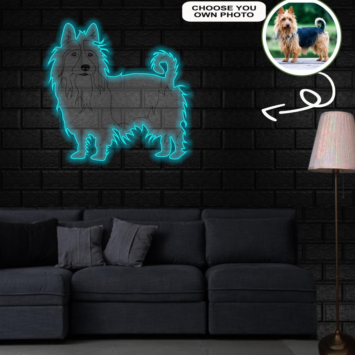 Custom Australian terrier Pop-Art Neon Sign with Your Dog's Photo - Personalized Pet Name Art - Unique Home Decor & Gift for Dog Lovers - Pet-Themed Lighting