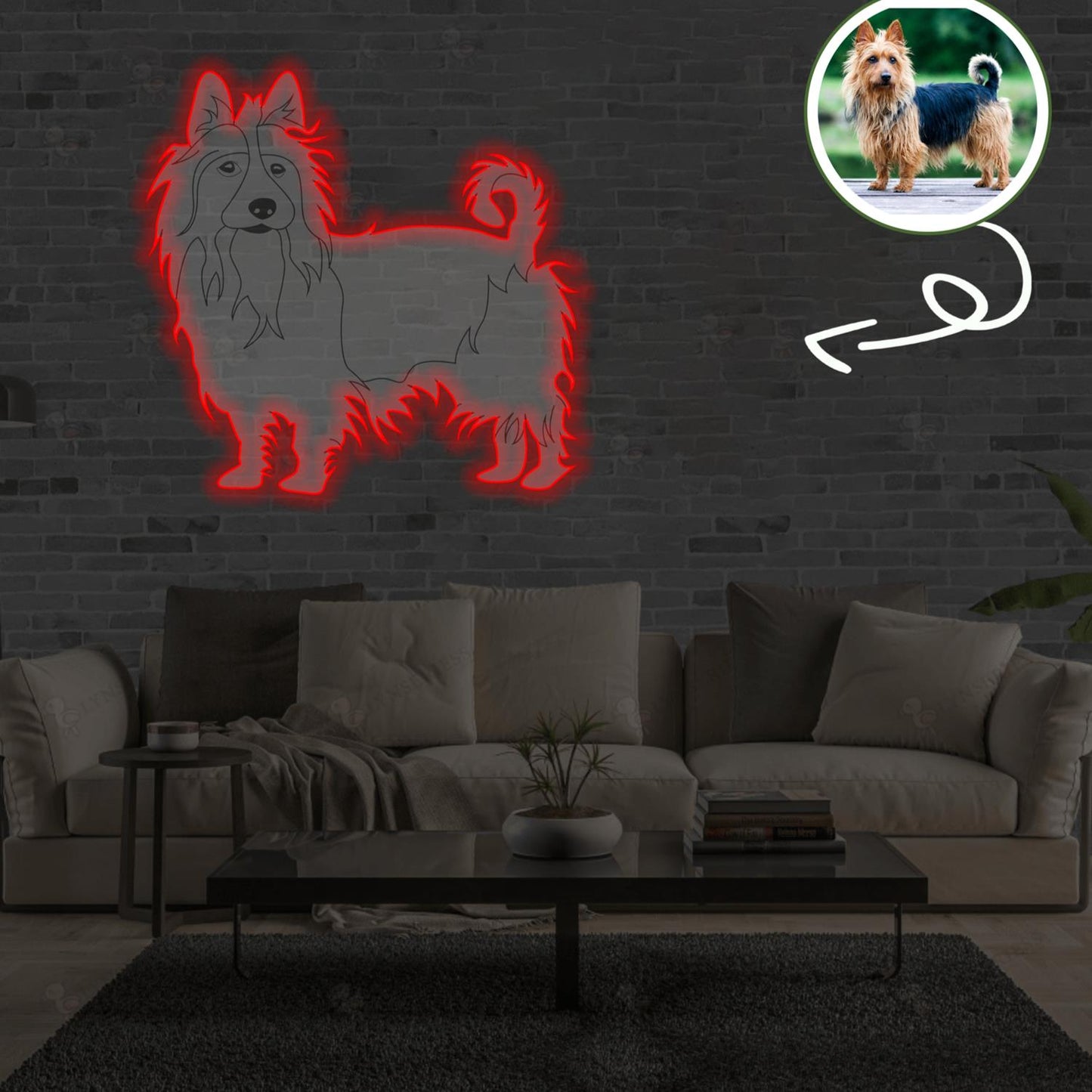 Custom Australian terrier Pop-Art Neon Sign with Your Dog's Photo - Personalized Pet Name Art - Unique Home Decor & Gift for Dog Lovers - Pet-Themed Lighting