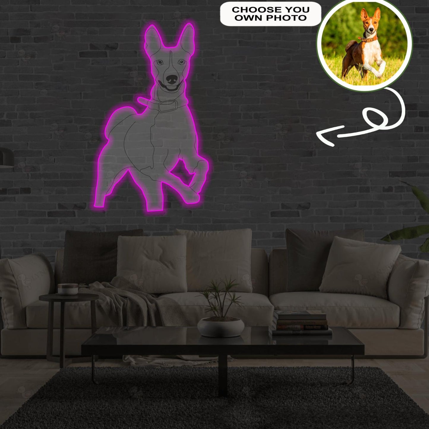 Custom Basenji Pop-Art Neon Sign with Your Dog's Photo - Personalized Pet Name Art - Unique Home Decor & Gift for Dog Lovers - Pet-Themed Lighting
