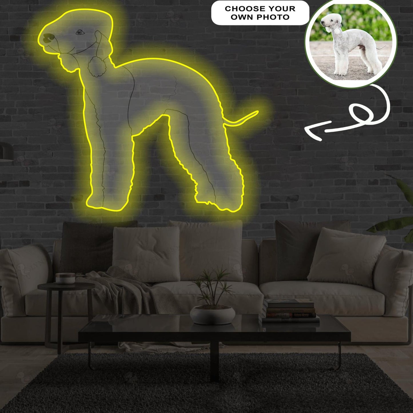 Custom Bedlington terrier Pop-Art Neon Sign with Your Dog's Photo - Personalized Pet Name Art - Unique Home Decor & Gift for Dog Lovers - Pet-Themed Lighting
