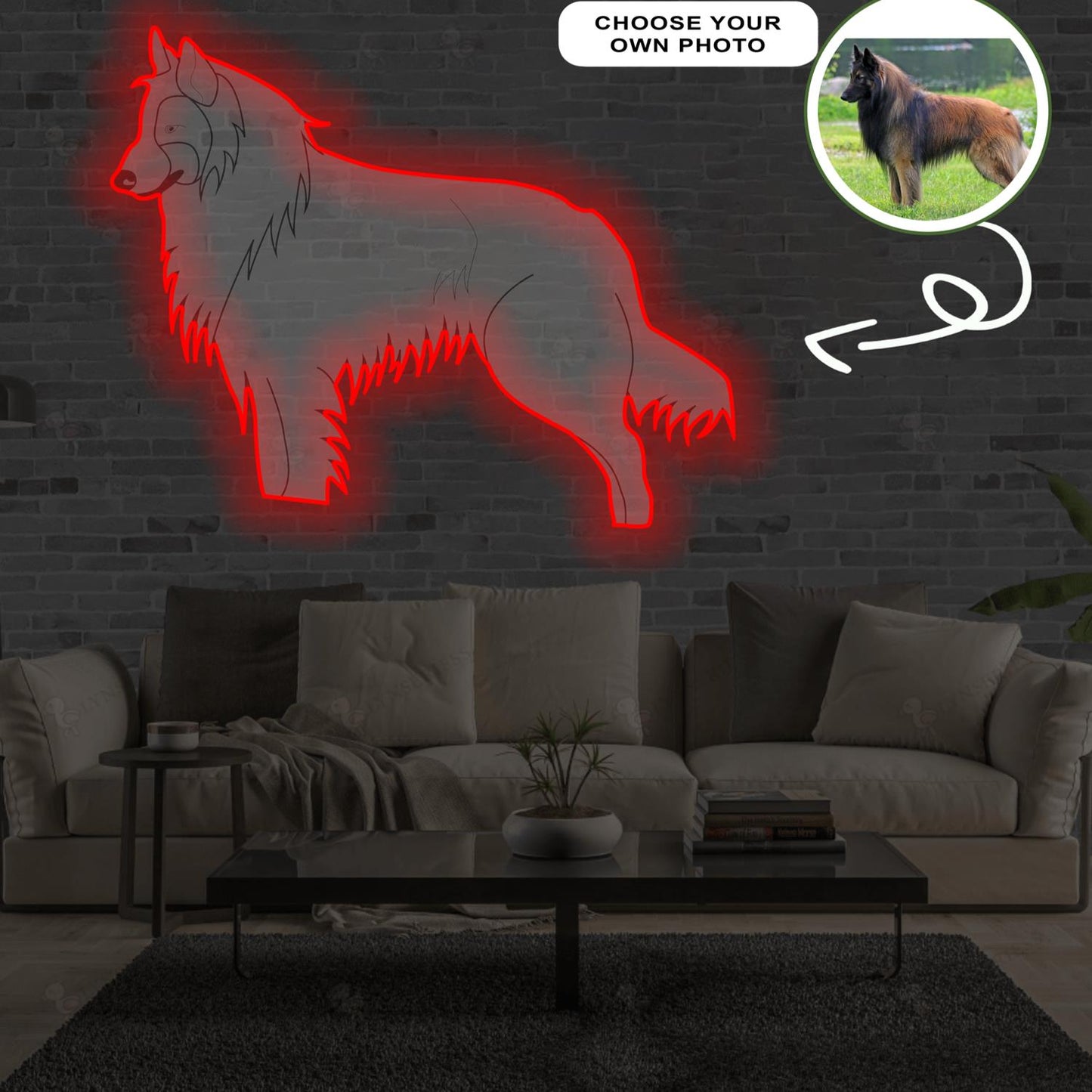 Custom Belgian brakk Pop-Art Neon Sign with Your Dog's Photo - Personalized Pet Name Art - Unique Home Decor & Gift for Dog Lovers - Pet-Themed Lighting