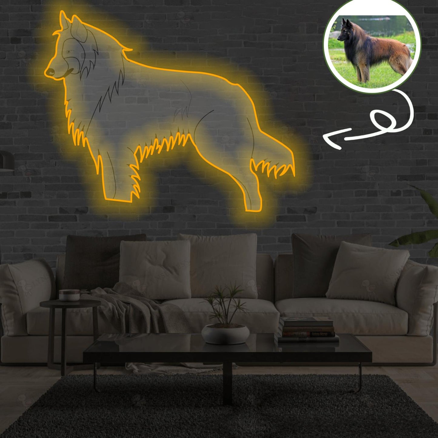 Custom Belgian brakk Pop-Art Neon Sign with Your Dog's Photo - Personalized Pet Name Art - Unique Home Decor & Gift for Dog Lovers - Pet-Themed Lighting