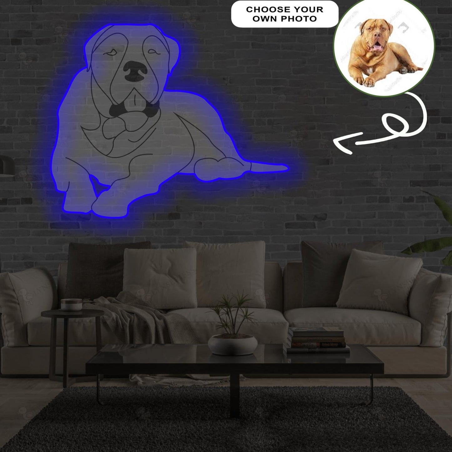 Custom Bordeaux great dane Pop-Art Neon Sign with Your Dog's Photo - Personalized Pet Name Art - Unique Home Decor & Gift for Dog Lovers - Pet-Themed Lighting