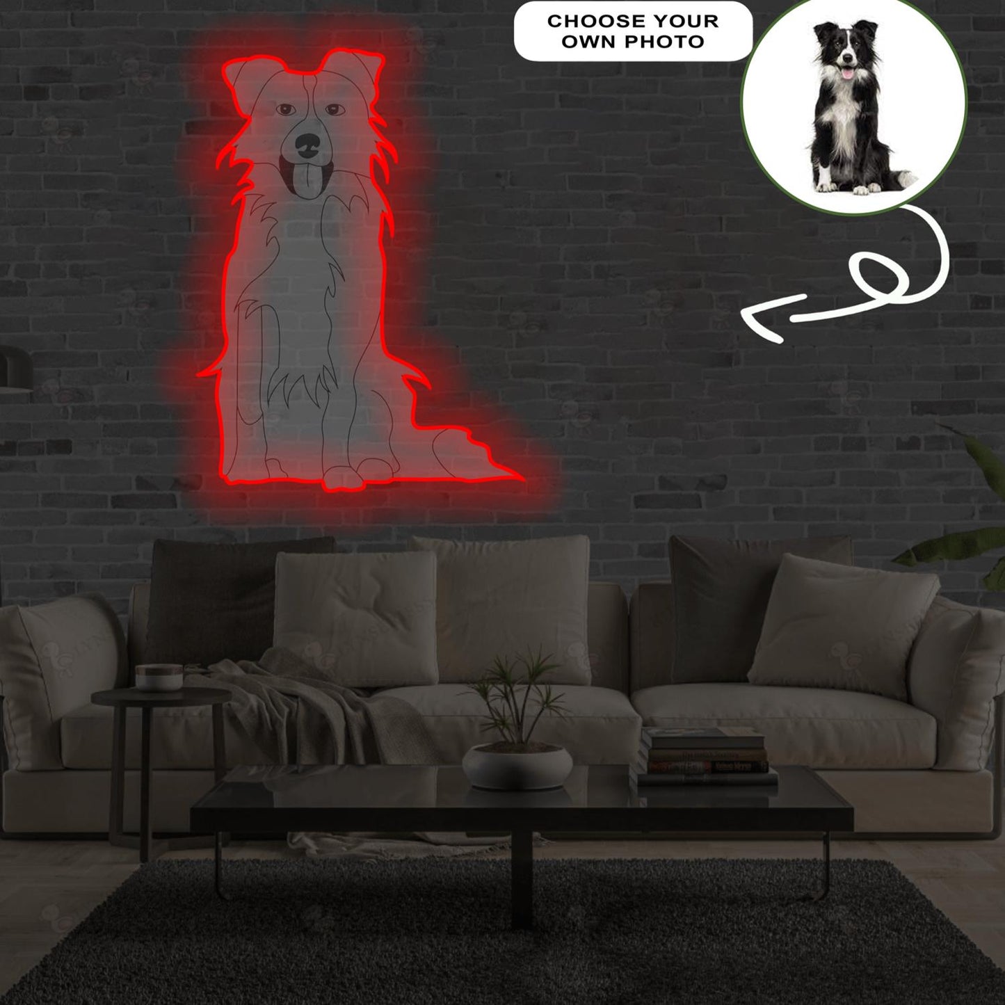Custom Border collie Pop-Art Neon Sign with Your Dog's Photo - Personalized Pet Name Art - Unique Home Decor & Gift for Dog Lovers - Pet-Themed Lighting