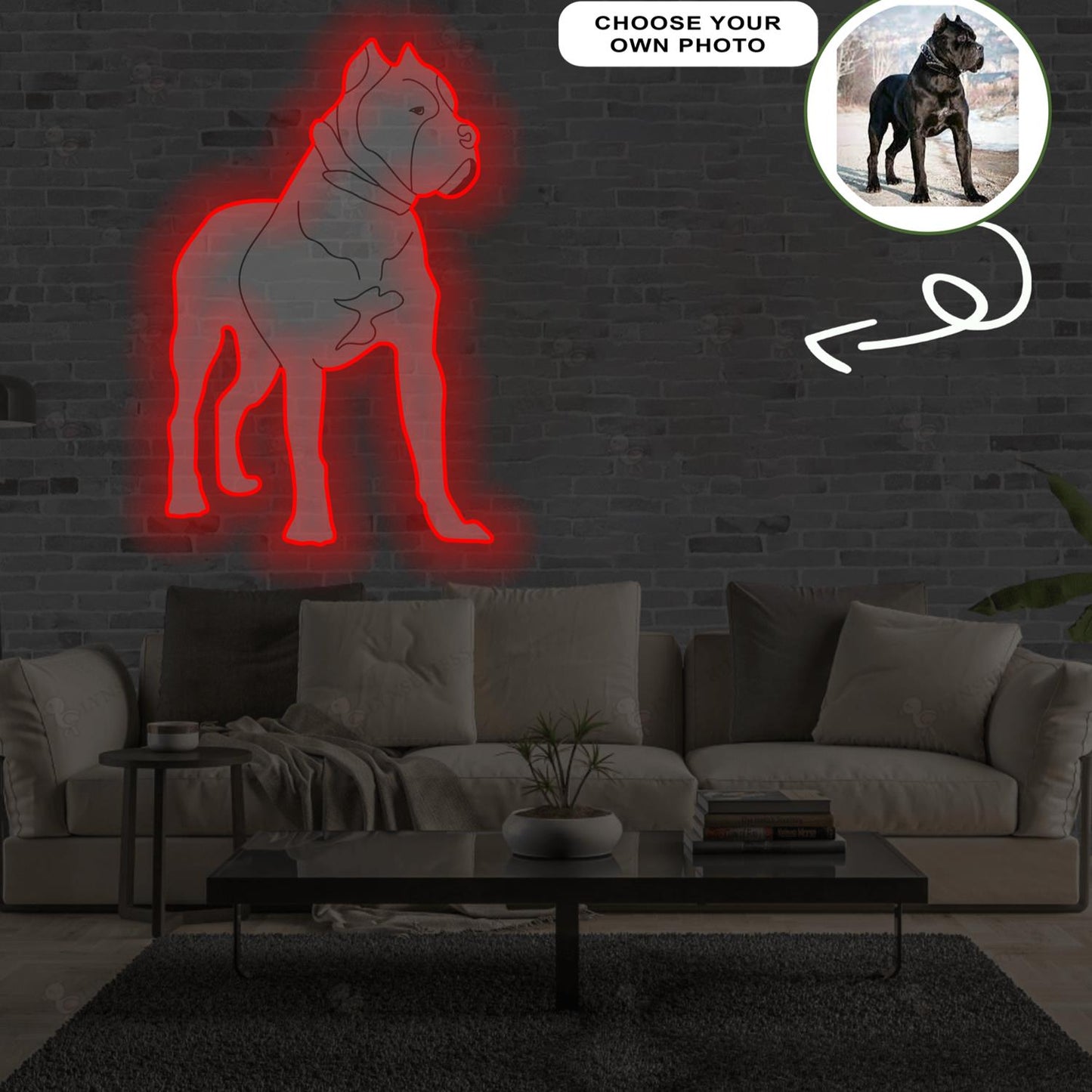 Custom Cane Corso Pop-Art Neon Sign with Your Dog's Photo - Personalized Pet Name Art - Unique Home Decor & Gift for Dog Lovers - Pet-Themed Lighting