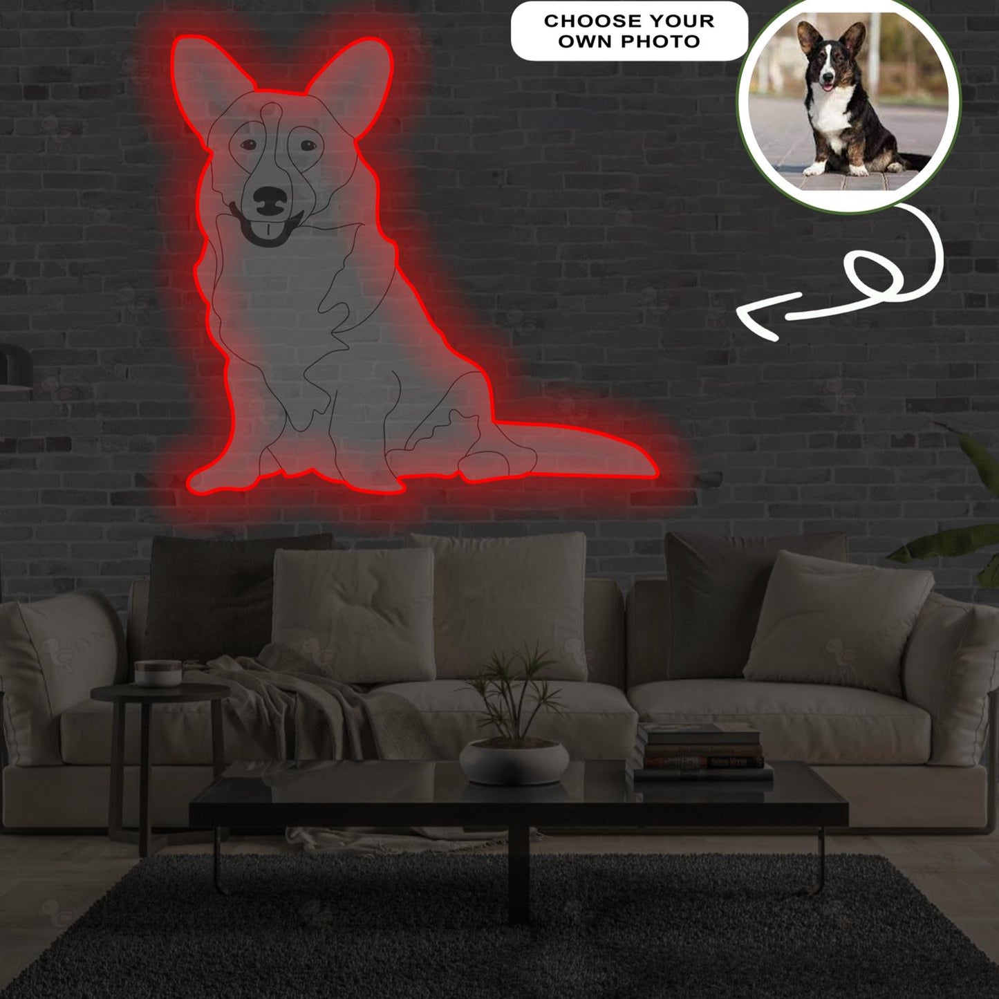 Custom Cardigan Welsh Corgi Pop-Art Neon Sign with Your Dog's Photo - Personalized Pet Name Art - Unique Home Decor & Gift for Dog Lovers - Pet-Themed Lighting
