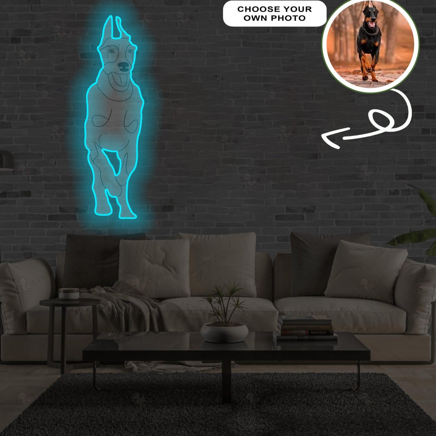 Custom Dobberman Pop-Art Neon Sign with Your Dog's Photo - Personalized Pet Name Art - Unique Home Decor & Gift for Dog Lovers - Pet-Themed Lighting